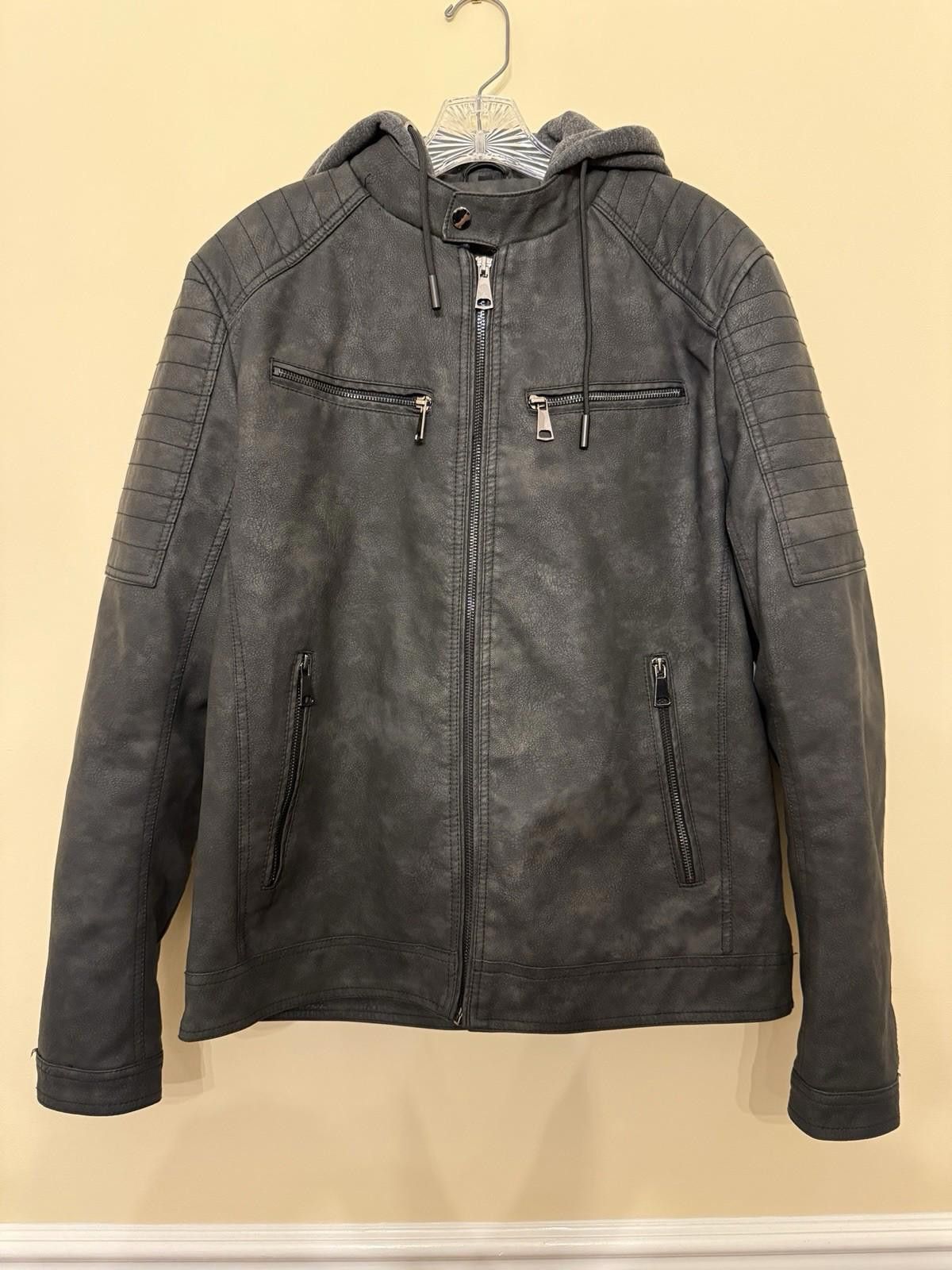 Levi's Men’s Hooded Faux Leather Motorcycle Jacket Grey L Size US L / EU 52-54 / 3 - 1 Thumbnail