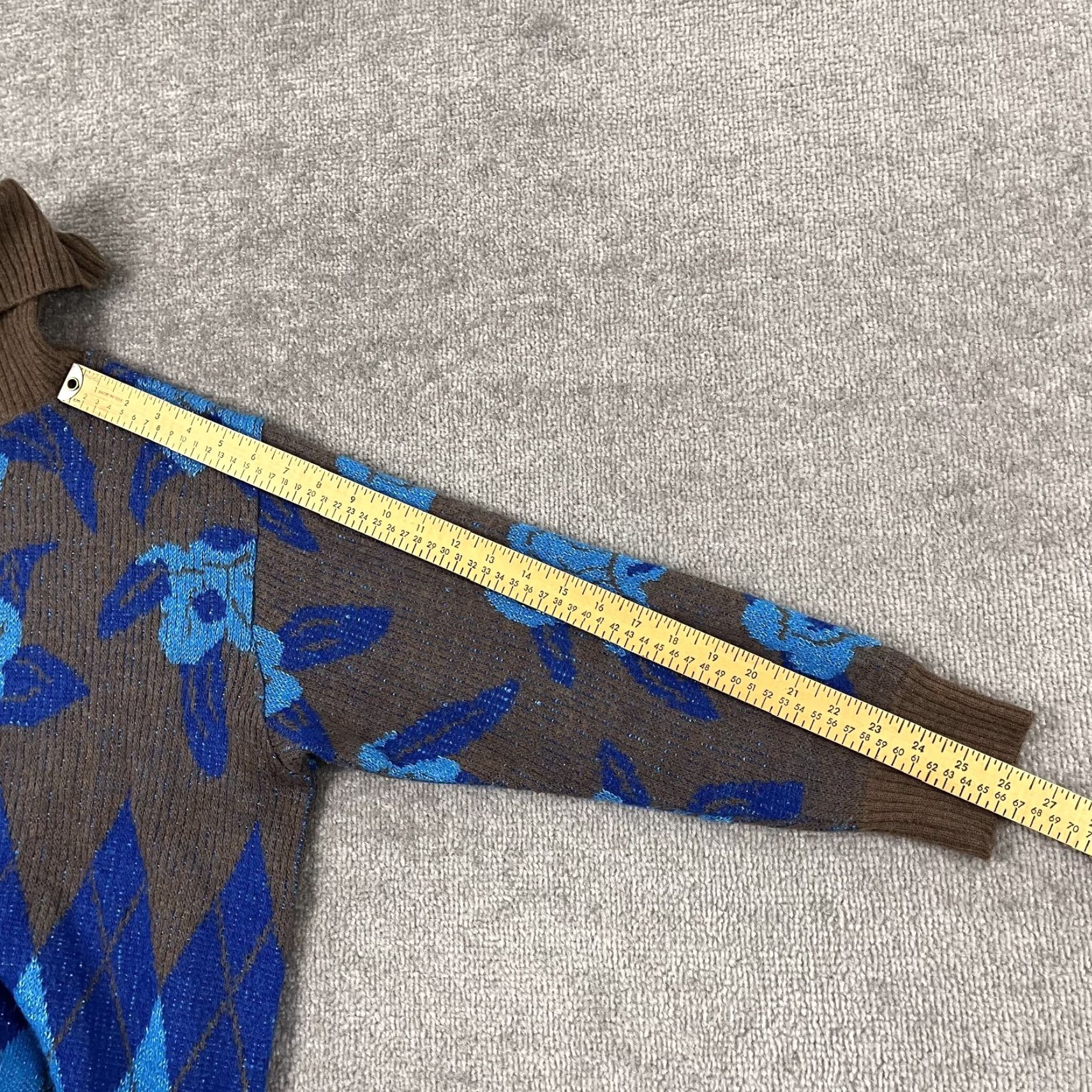 Walls STRICKWAREN de Wall Sweater L/XL Women Brown Blue Floral Argyle Lambswool Jumper Size L / US 10 / IT 46 - 6 Thumbnail