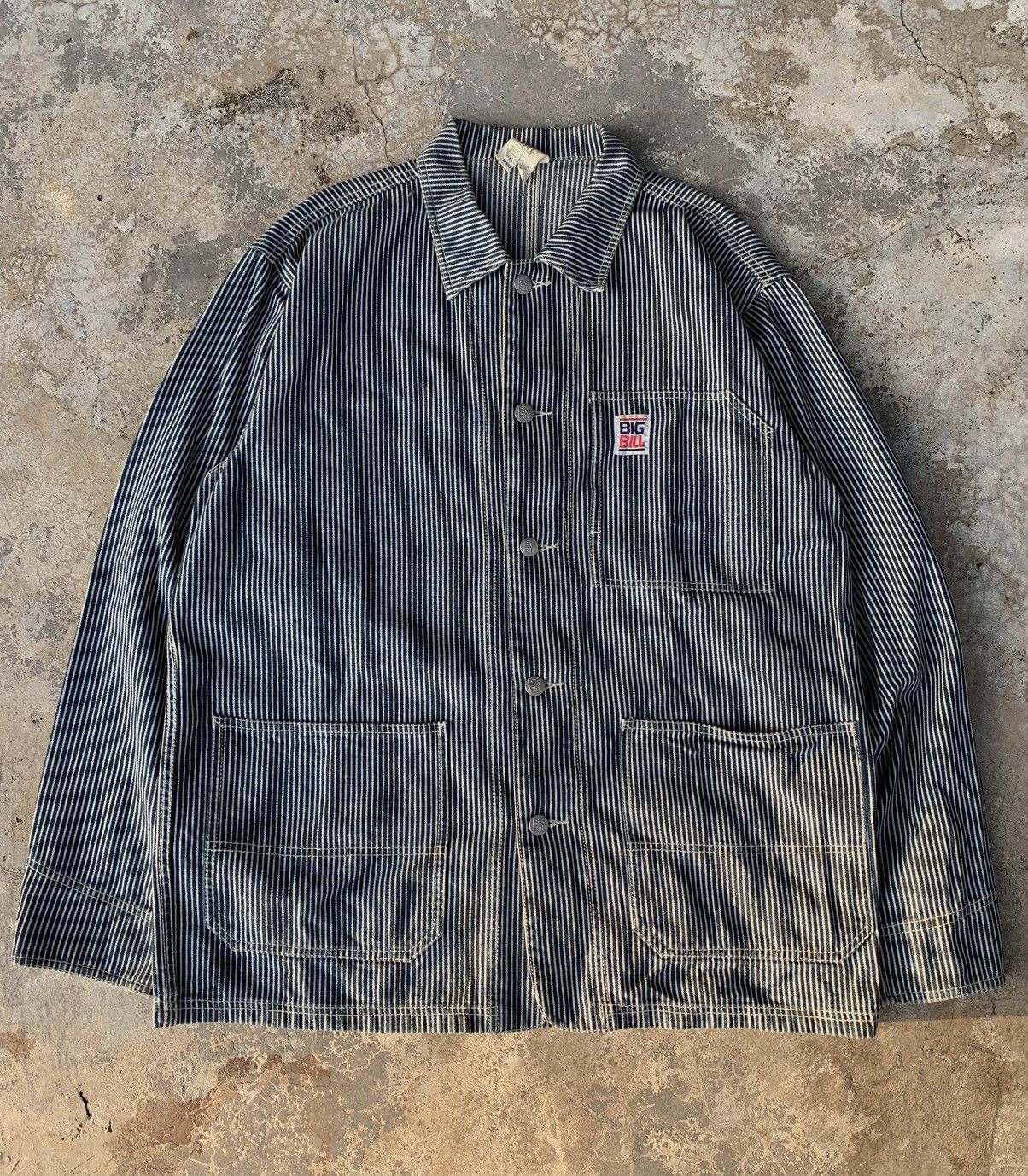 image of Denim Jacket Big Bill Hickory Work Jacket in Hickory Stripe, Men's (Size Medium)