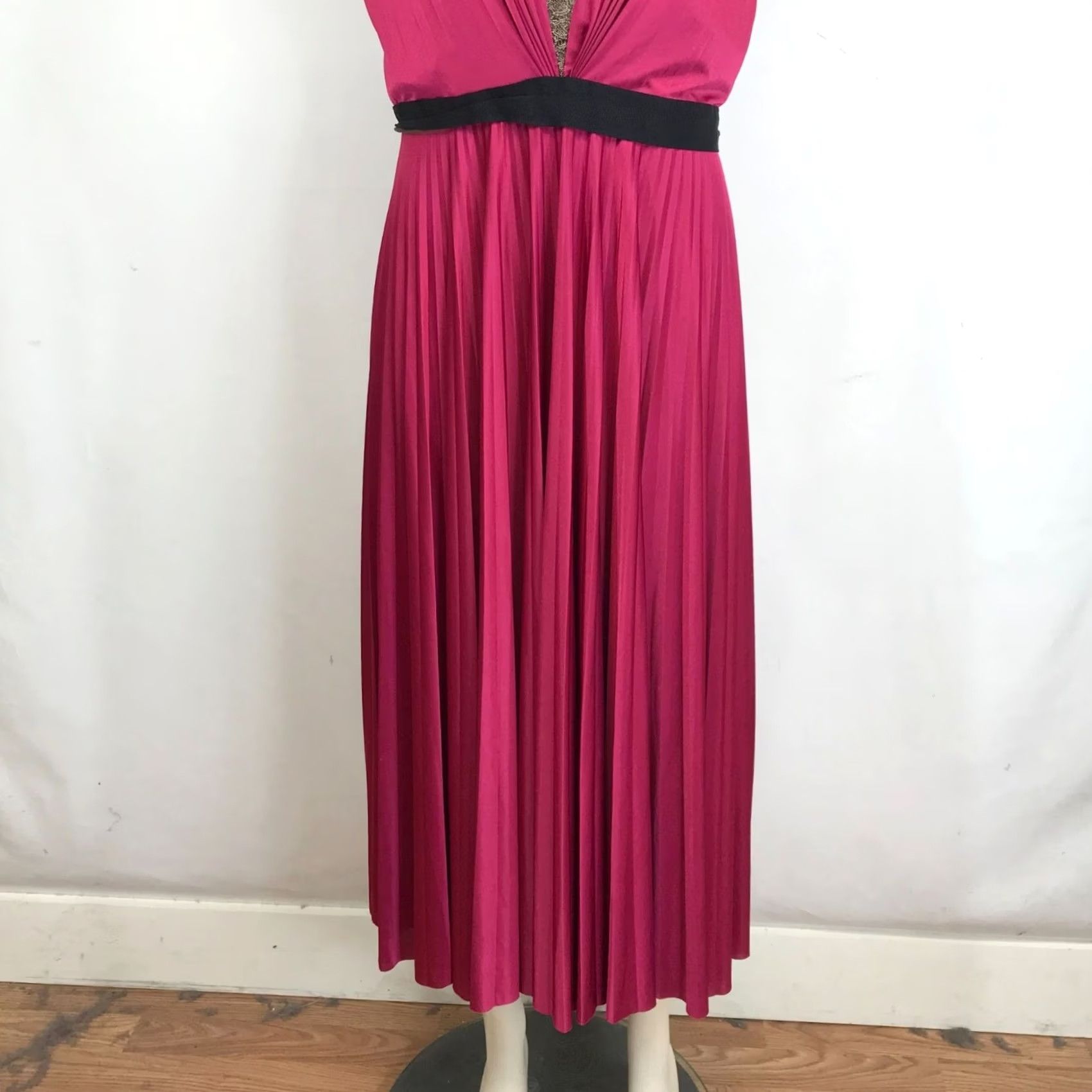 Vintage Catherine Deane Dress Womens 10 Pink WOMEN FUSHSIA SLEEVELESS NECK PLEATED MIDI Size L / US 10 / IT 46 - 3 Thumbnail