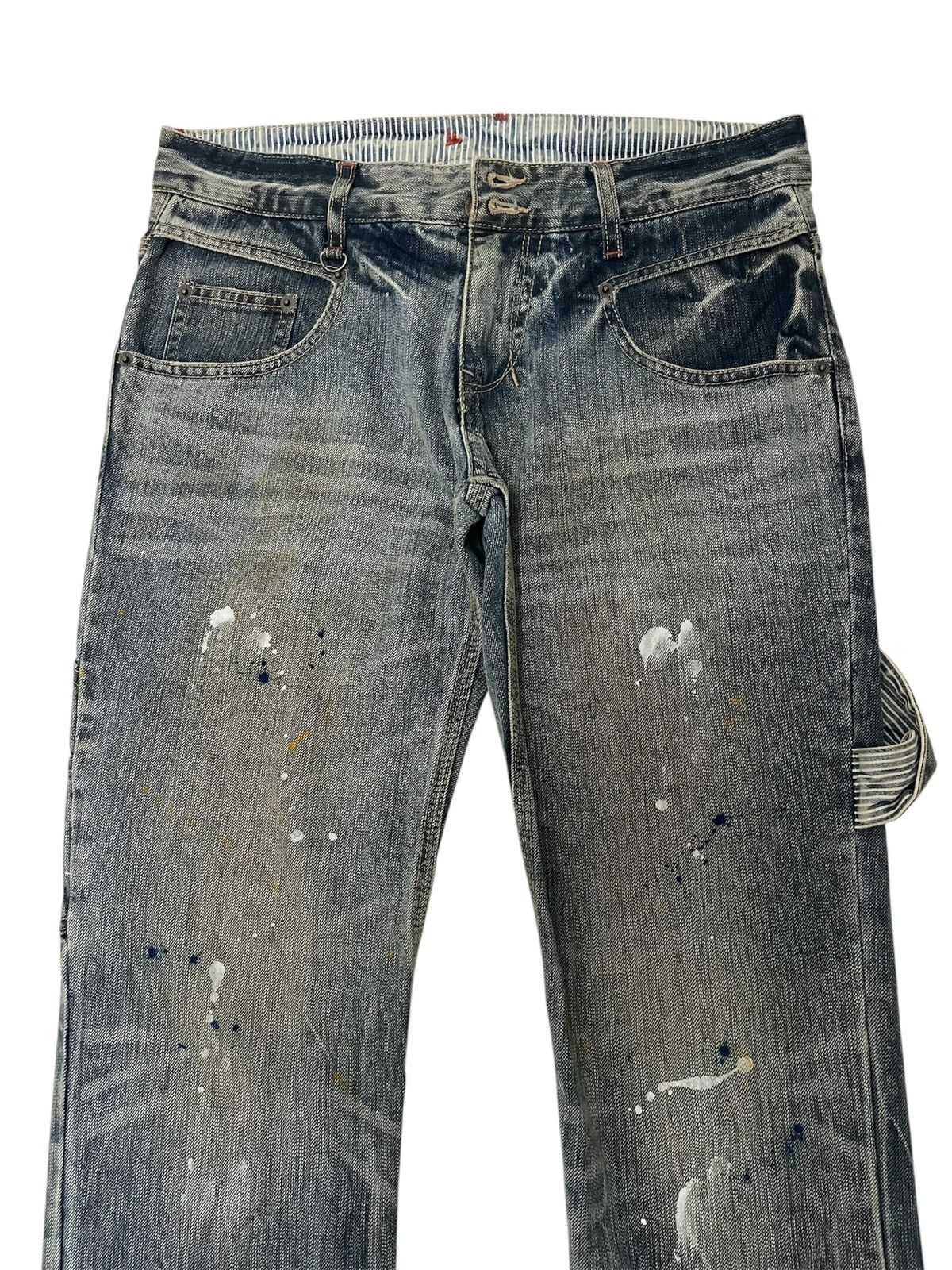 Japanese Brand × PPFM × Seditionaries Offer☄️PPFM carpenters paint splatter buckle back denim jeans Size US 32 / EU 48 - 3 Thumbnail