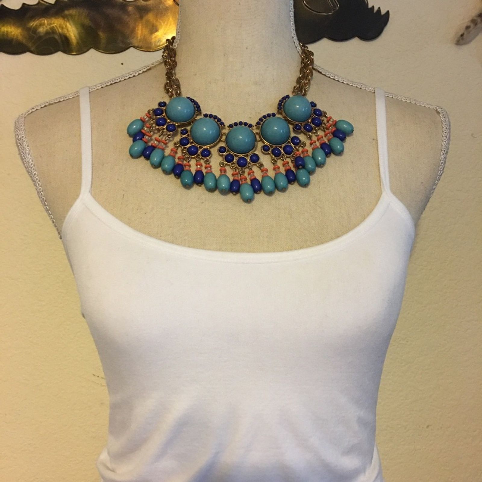 Jewelry Turquoise color cabochon statement necklace Size ONE SIZE - 3 Thumbnail