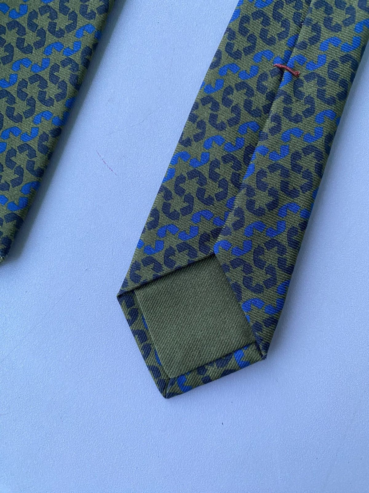 Hermes Hermes Tie 645668 EA 100% Silk Khaki Grey Blue France Luxury Size ONE SIZE - 6 Thumbnail