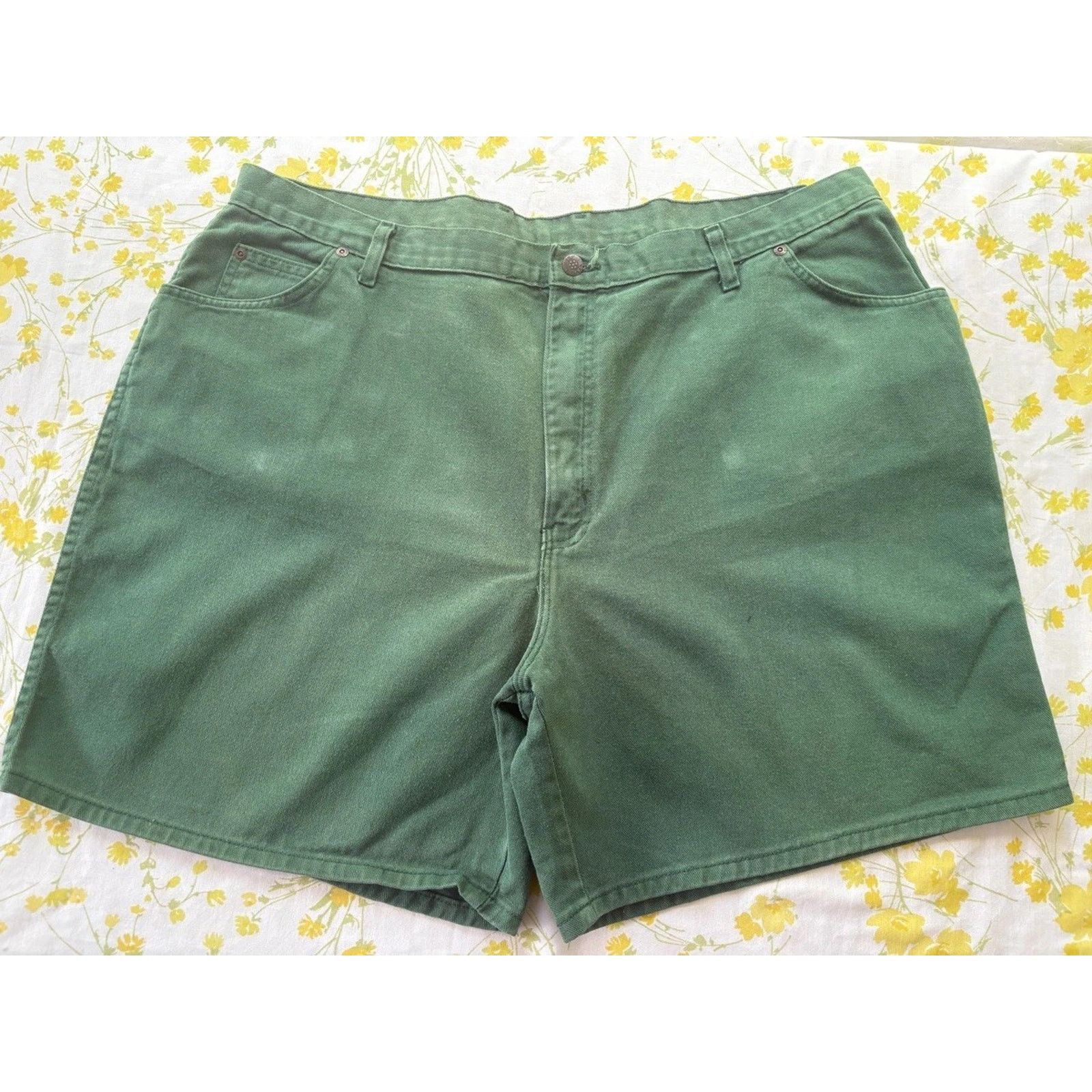 Vintage Vintage Green Denim Womans Plus Size Shorts 26W Size 42" / US 20 - 3 Thumbnail