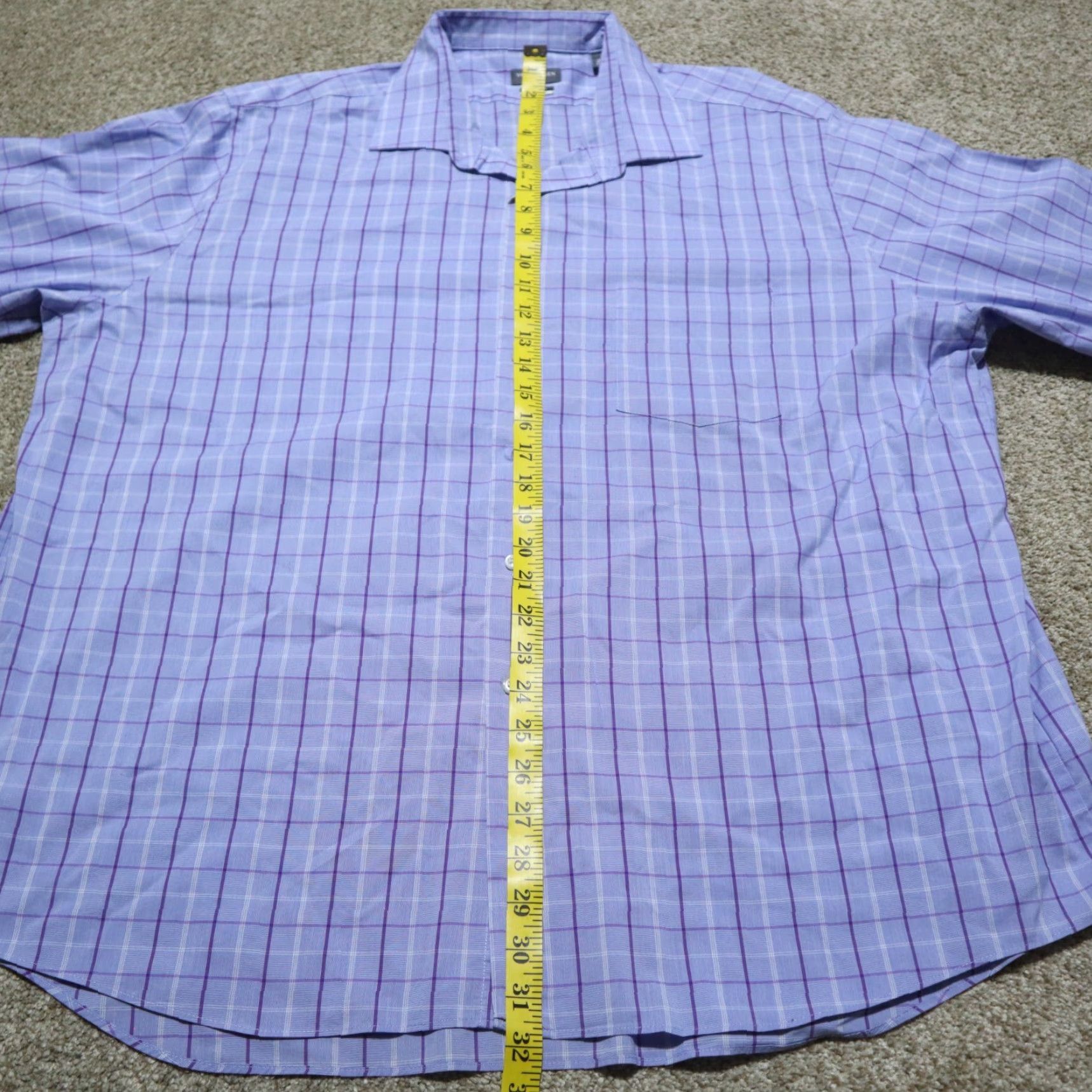 Van Heusen VanHeusen Shirt Regular Men’s Button-Up Long Sleeve Blue Plaid Size 18.5 36/37 Comfort Wrinkle Resistant Fall Winter Spring Summer 4 Seasons Size US XXL / EU 58 / 5 - 6 Thumbnail