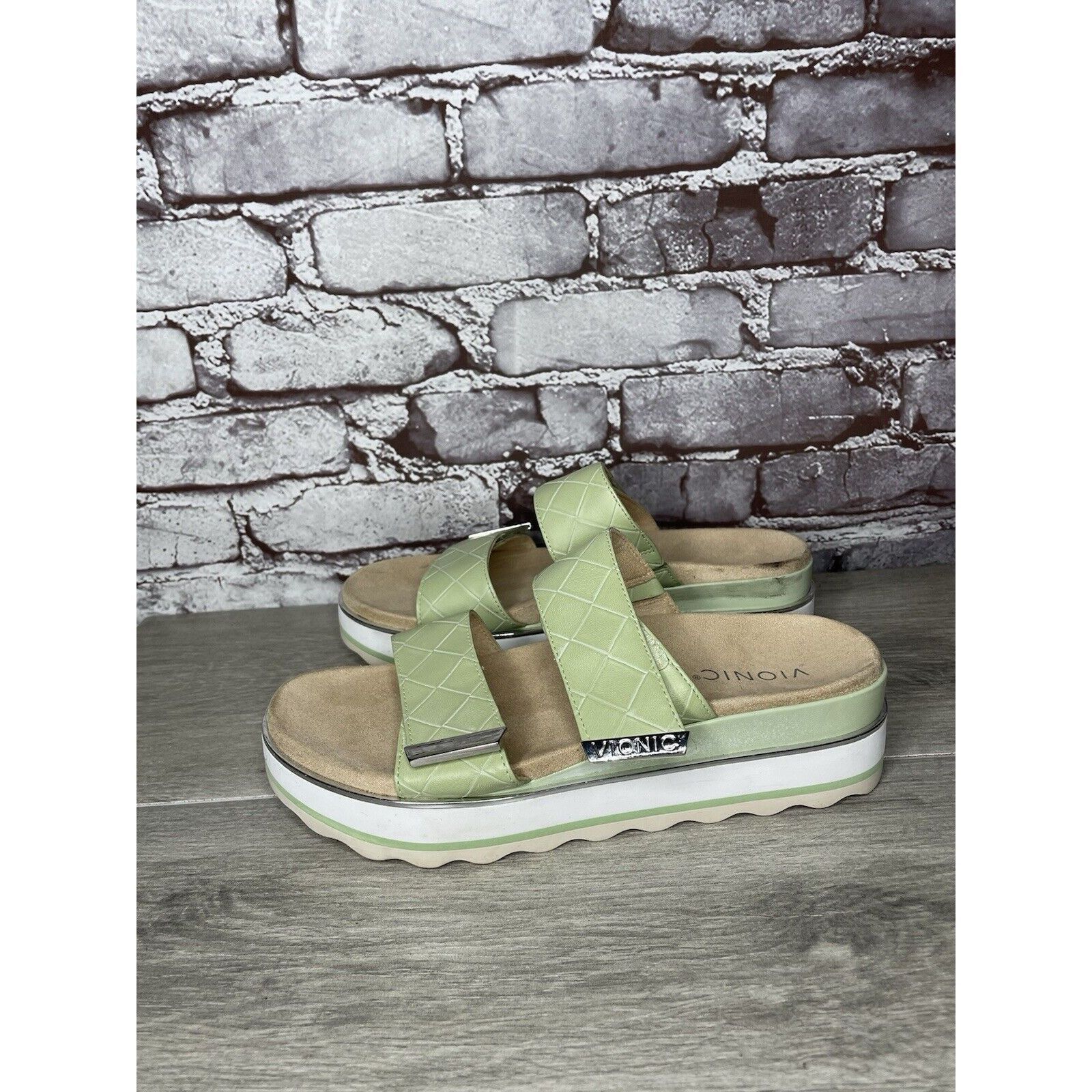Other Vionic Brandie Mint Green Double Strap Slide Vegan Sandals W Size US 8 / IT 38 - 14 Thumbnail