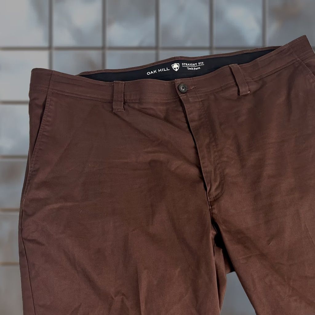 Vintage Oak Hill 48 x 26 Straight Fit Tech Pants Cotton Blend Brown Flat Front Casual Mens Pants Size US 32 / EU 48 - 1 Thumbnail