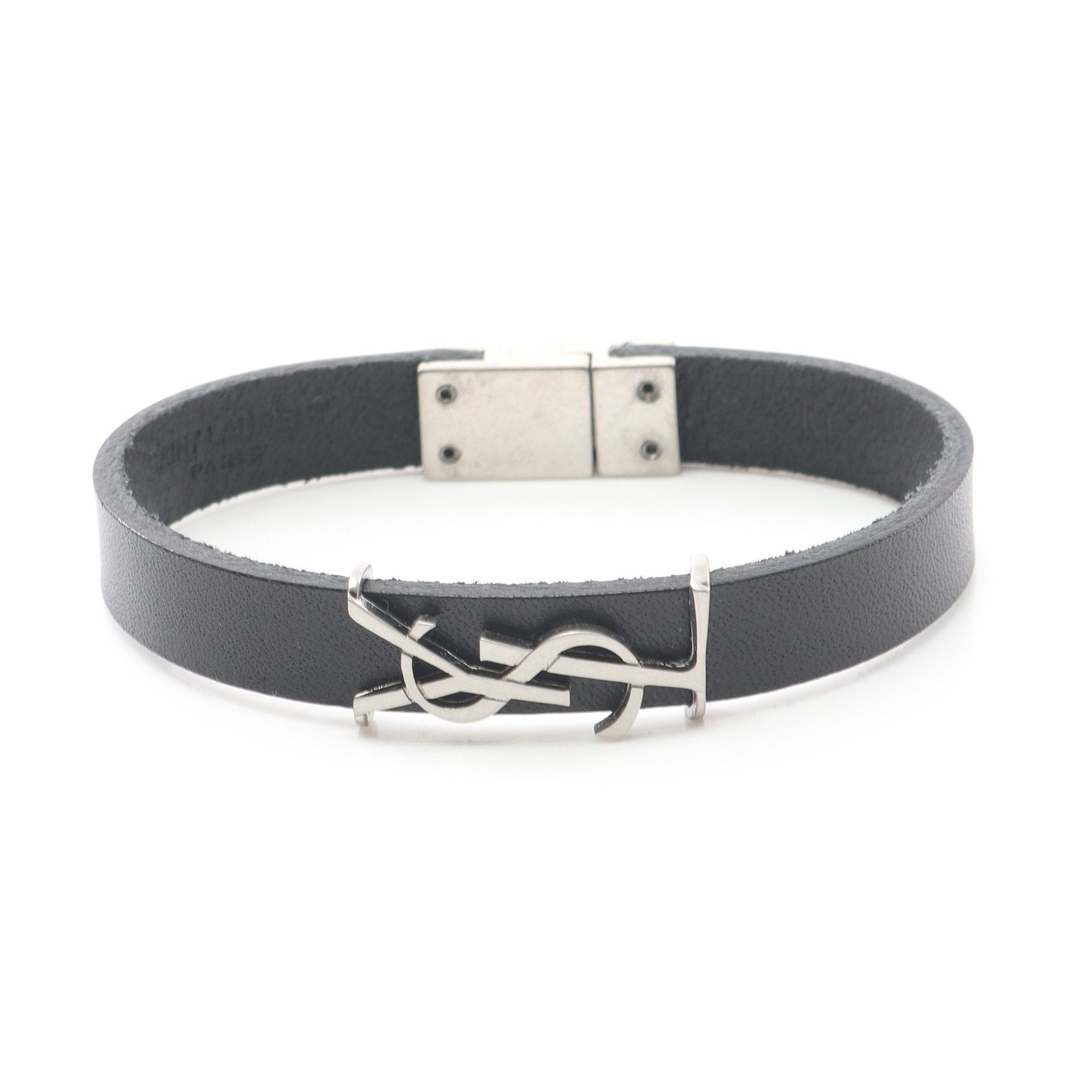 Yves Saint Laurent Yves Saint Laurent Cassandra Bracelet Leather Black Size ONE SIZE - 1 Thumbnail