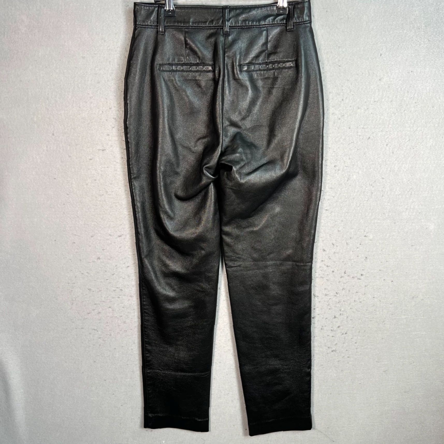 Vintage Babaton Black Faux Leather Tapered Leg Pants Womens Size 4, Dress Pants, Regular, 29 Inseam, Black, Pants, Babaton, Womens, Size 4 Size 27" / US 4 / IT 40 - 2 Thumbnail