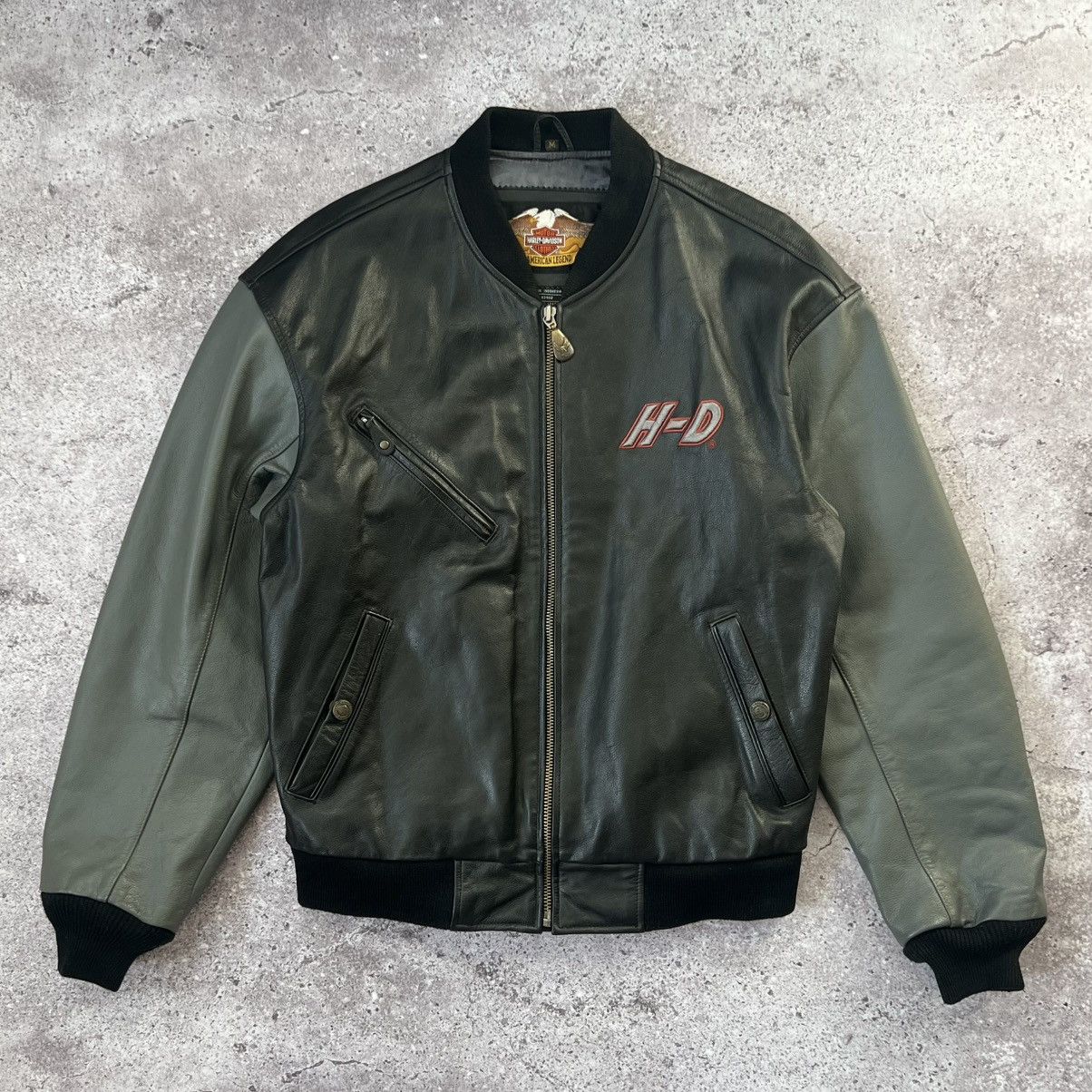 Harley Davidson Vintage Harley-Davidson Leather Varsity Bomber Jacket Size US M / EU 48-50 / 2 - 1 Thumbnail