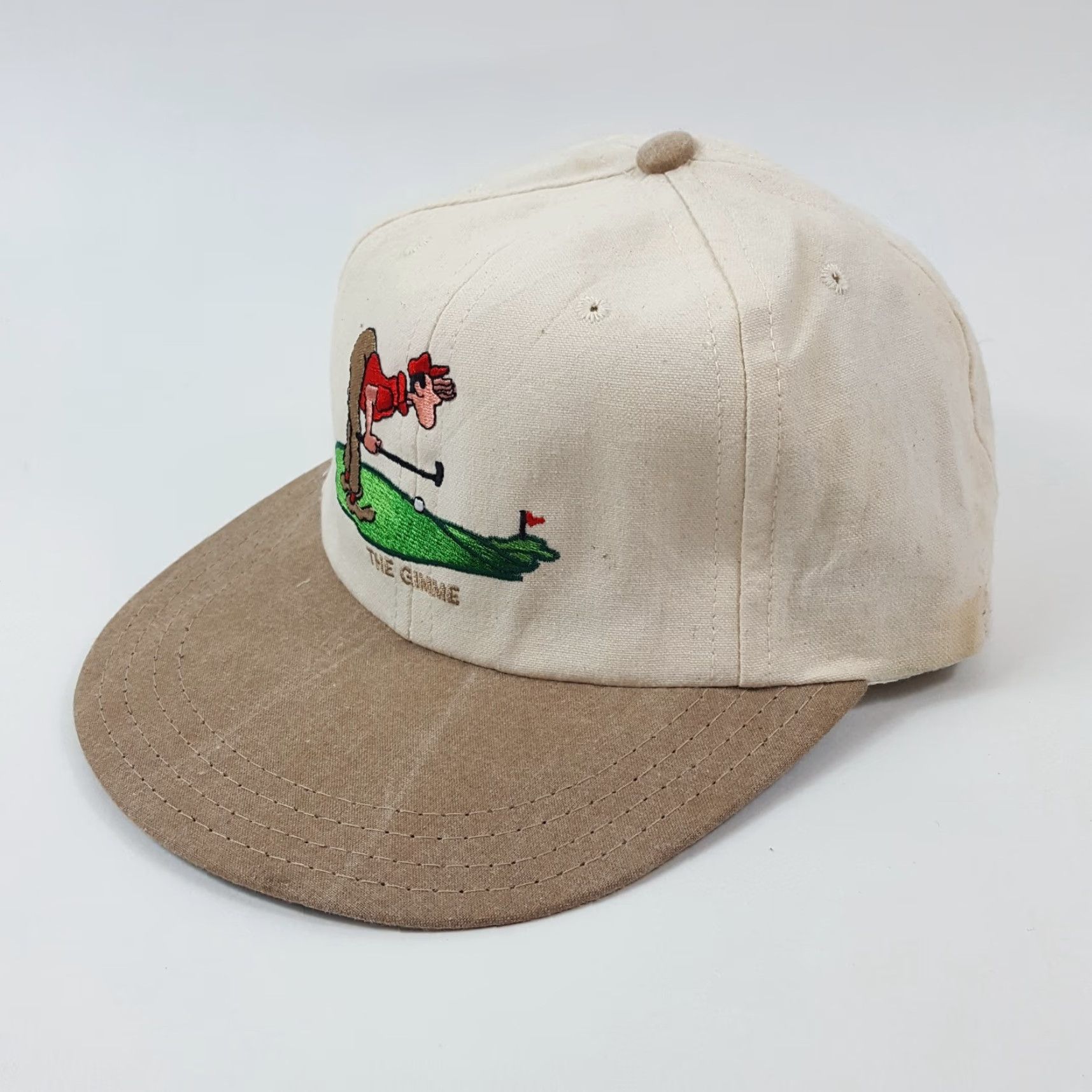 Vintage VINTAGE Brett Ogle Baseball Cap Hat Men One Size Beige Cotton Canvas Adjustable 90s Golf PGA Preppy Funny Parody Cap Size ONE SIZE - 4 Thumbnail