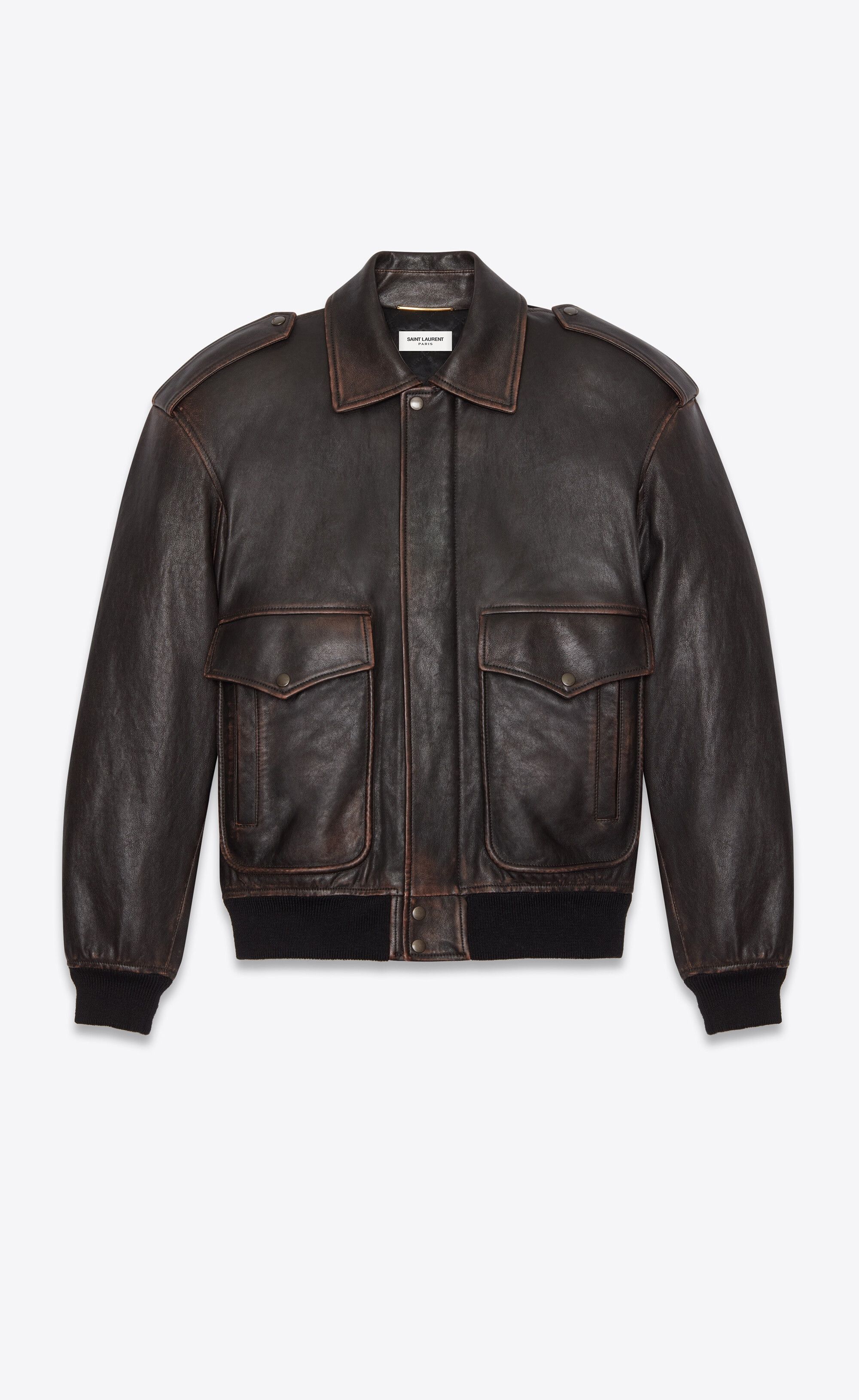 Saint Laurent Paris o1bcso1str1224 Oversized Jacket In Aged Lambskin in Black Size M / US 6-8 / IT 42-44 - 1 Thumbnail