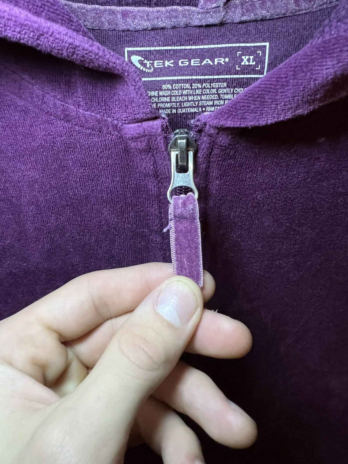 Tek Gear Vintage Tek Gear velvet zip-up hoodie Size US L / EU 52-54 / 3 - 8 Thumbnail