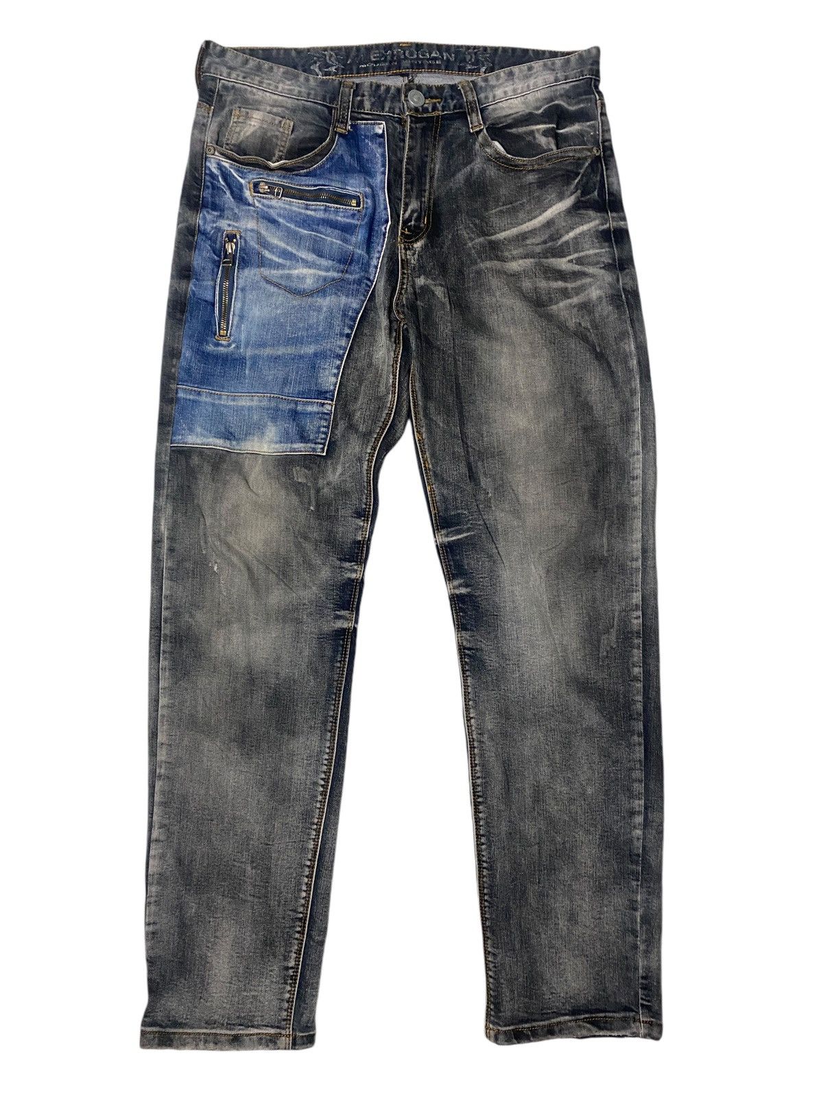 Hysteric Glamour 2000's Alex Rogan Patched Whiskered Washed Jeans Size US 35 - 2 Thumbnail