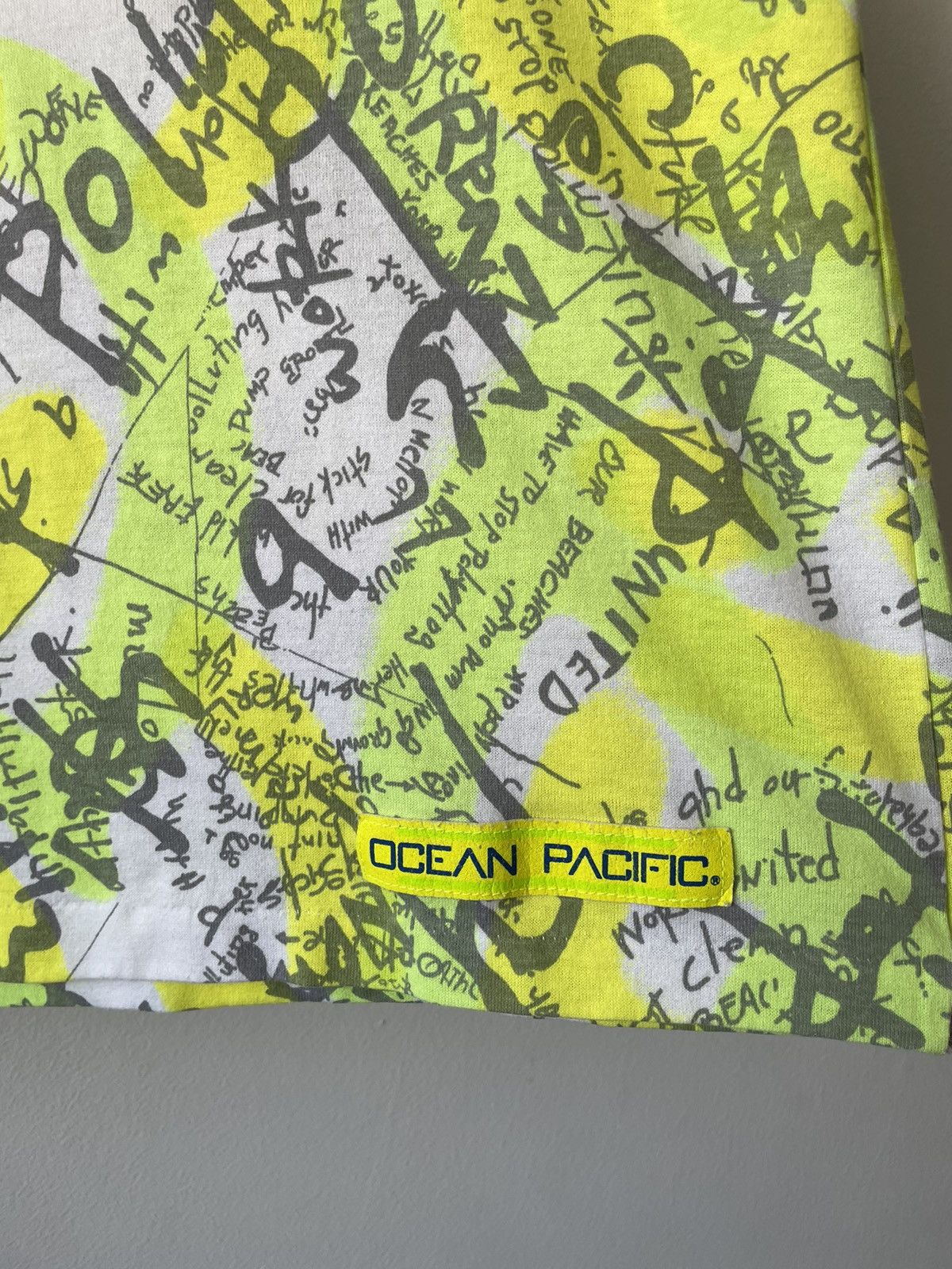 Ocean Pacific × Vintage Vintage 80s Surf Ocean Pacific Neon t Size US S / EU 44-46 / 1 - 4 Thumbnail