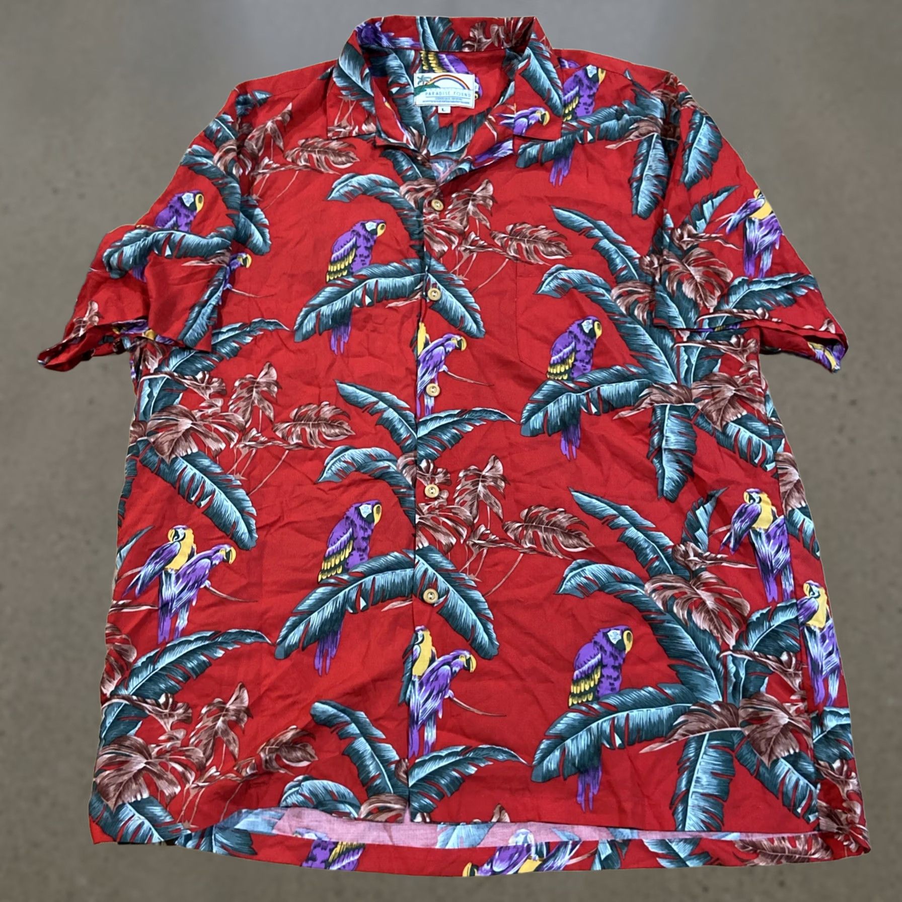 Paradise Found VINTAGE Paradise Found Shirt MEN Large Hawaiian Parrot Macaw Red Magnum PI Shirt Women? Size US L / EU 52-54 / 3 - 1 Thumbnail