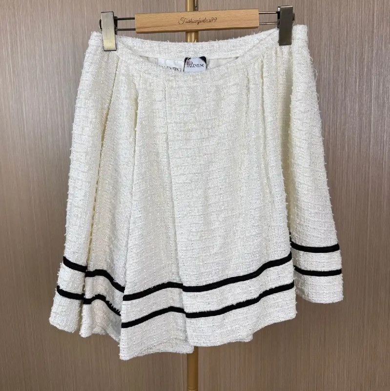 Valentino Valentino White Silk Midi Skirt 0089 Size 28" / US 6 / IT 42 - 1 Thumbnail