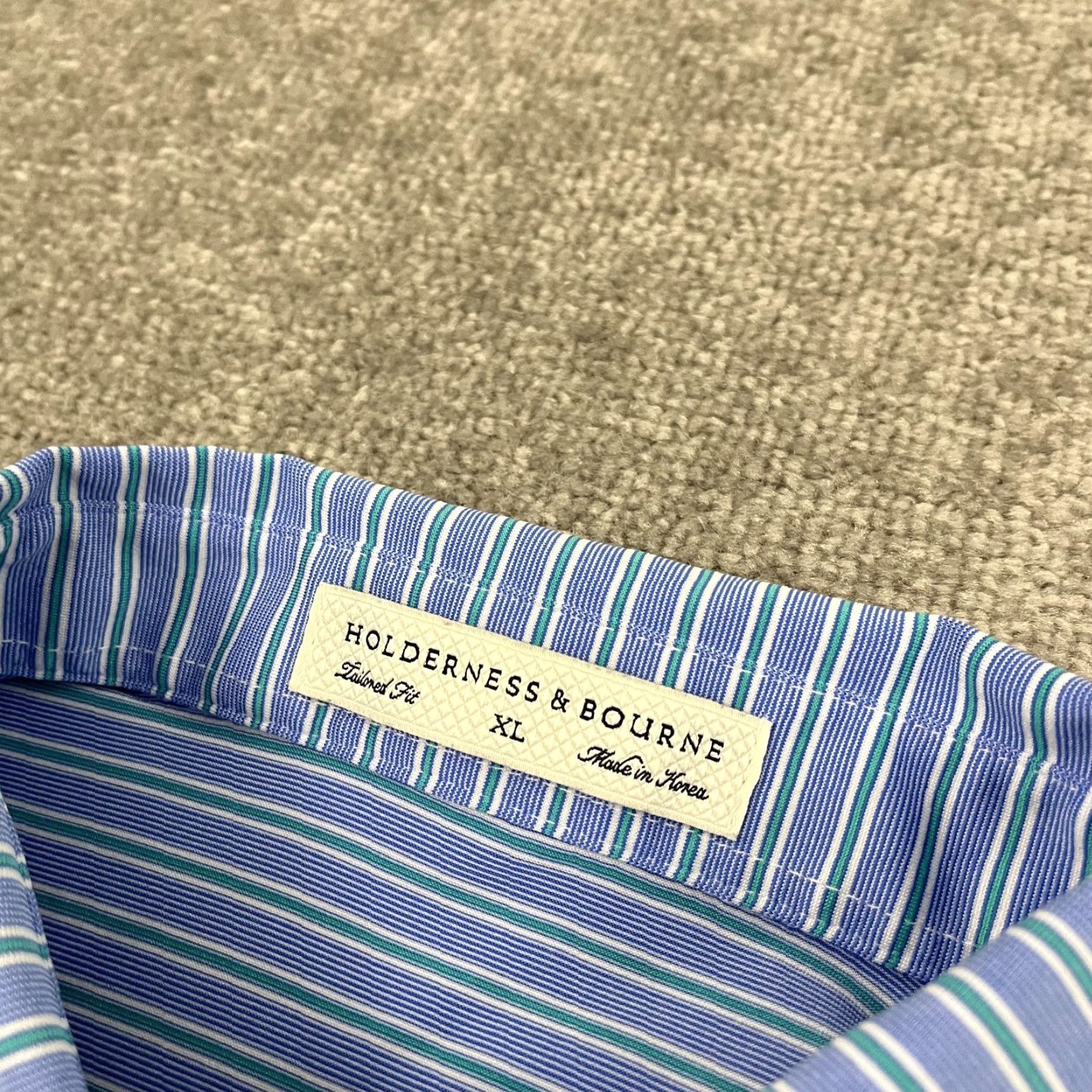 Vintage Holderness & Bourne Polo Shirt Men XL Blue Striped Golf Performance Preppy Sport Size US XL / EU 56 / 4 - 3 Thumbnail