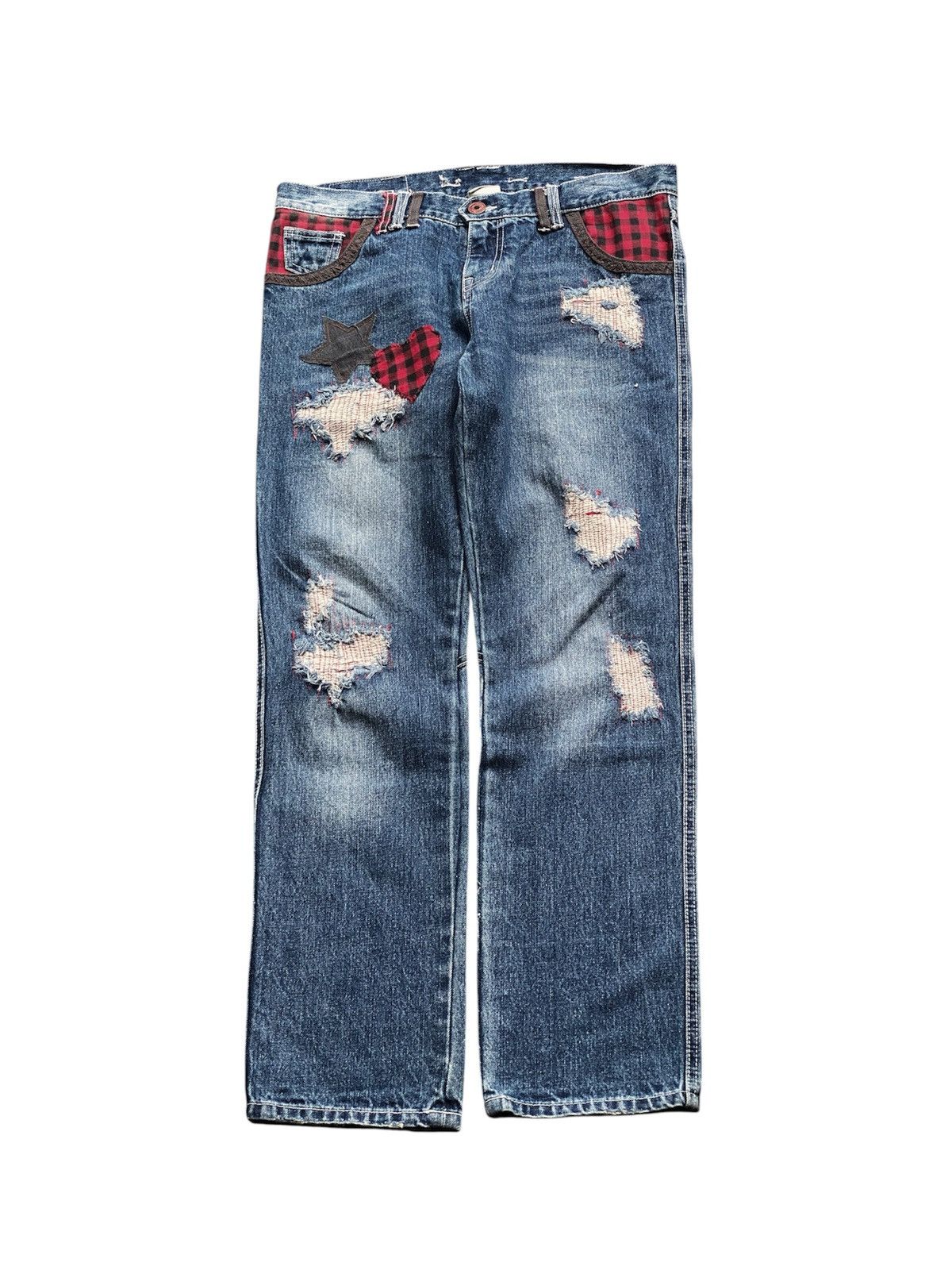 Japanese Brand RARE Y2K JAPANESE BRAND BLUEMOONBLUE CRASH REPAIR Size US 34 / EU 50 - 3 Thumbnail