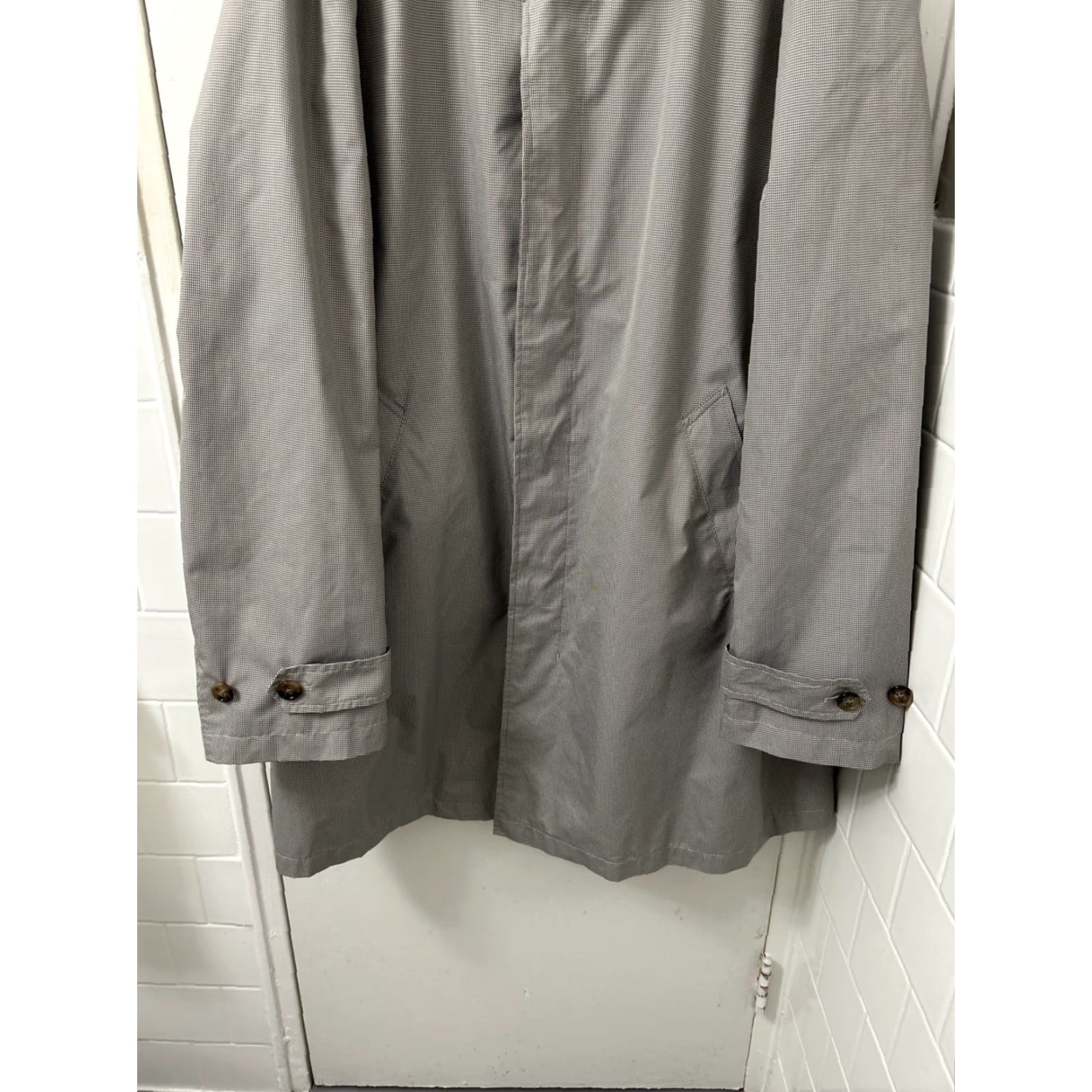 Ralph Lauren VINTAGE Lauren Ralph Lauren Trench Coat Mens 46R Gray Houndstooth Polyester Rain Jacket Size US S / EU 44-46 / 1 - 3 Thumbnail