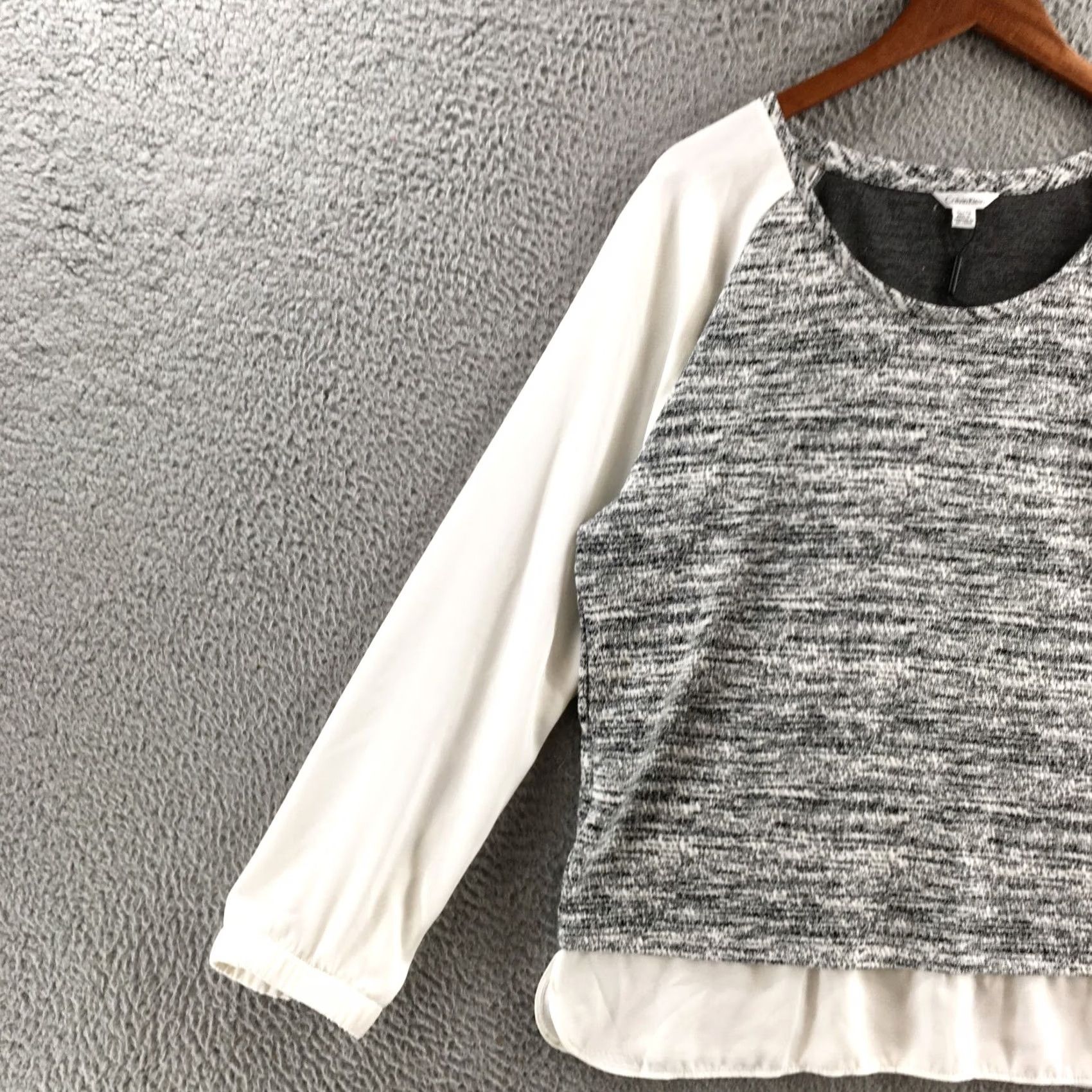 Calvin Klein Calvin Klein Top Womens XL Gray Marled Long Sleeve Chiffon Hem Blouse Size XL / US 12-14 / IT 48-50 - 4 Thumbnail