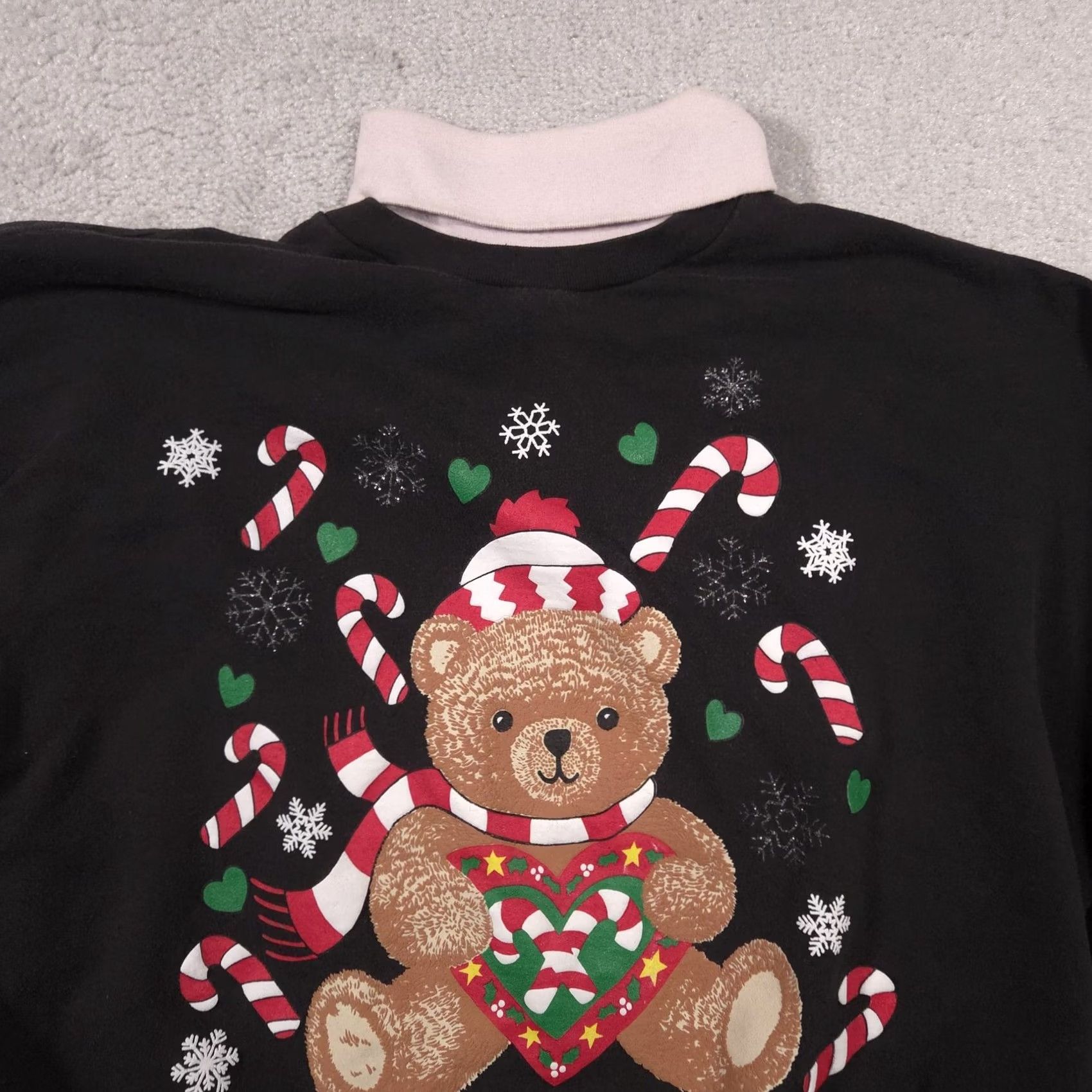 Vintage VINTAGE FunCracker Teddy Bear Christmas Sweatshirt Womens 26W Black Mock Neck Holiday 90s Size 4XL / US 24-26 - 3 Thumbnail