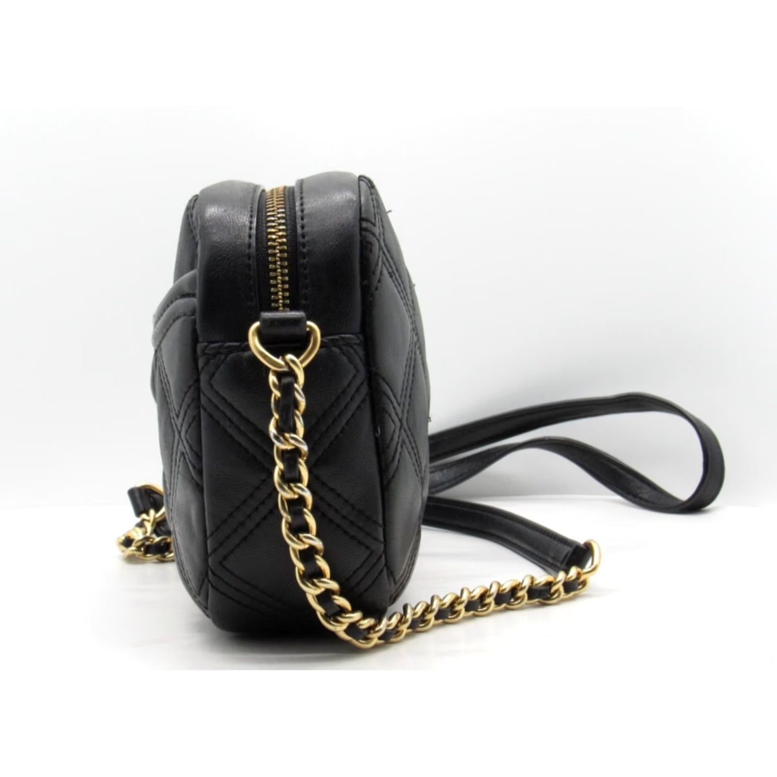Tory Burch Tory Burch Kira Small Bag Black Women’s Shoulder Handbag Quilted Chevron Leather Gold Hardware Crossbody Strap Adjustable Inner Pockets Size ONE SIZE - 3 Thumbnail