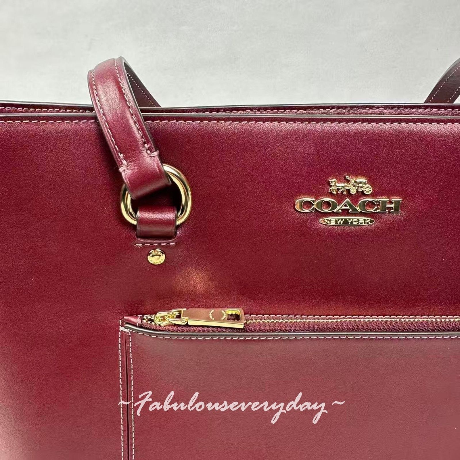 Coach Coach Station Tote Bag In Leather/Gold/Maroon CCF01 NWT Size ONE SIZE - 7 Thumbnail