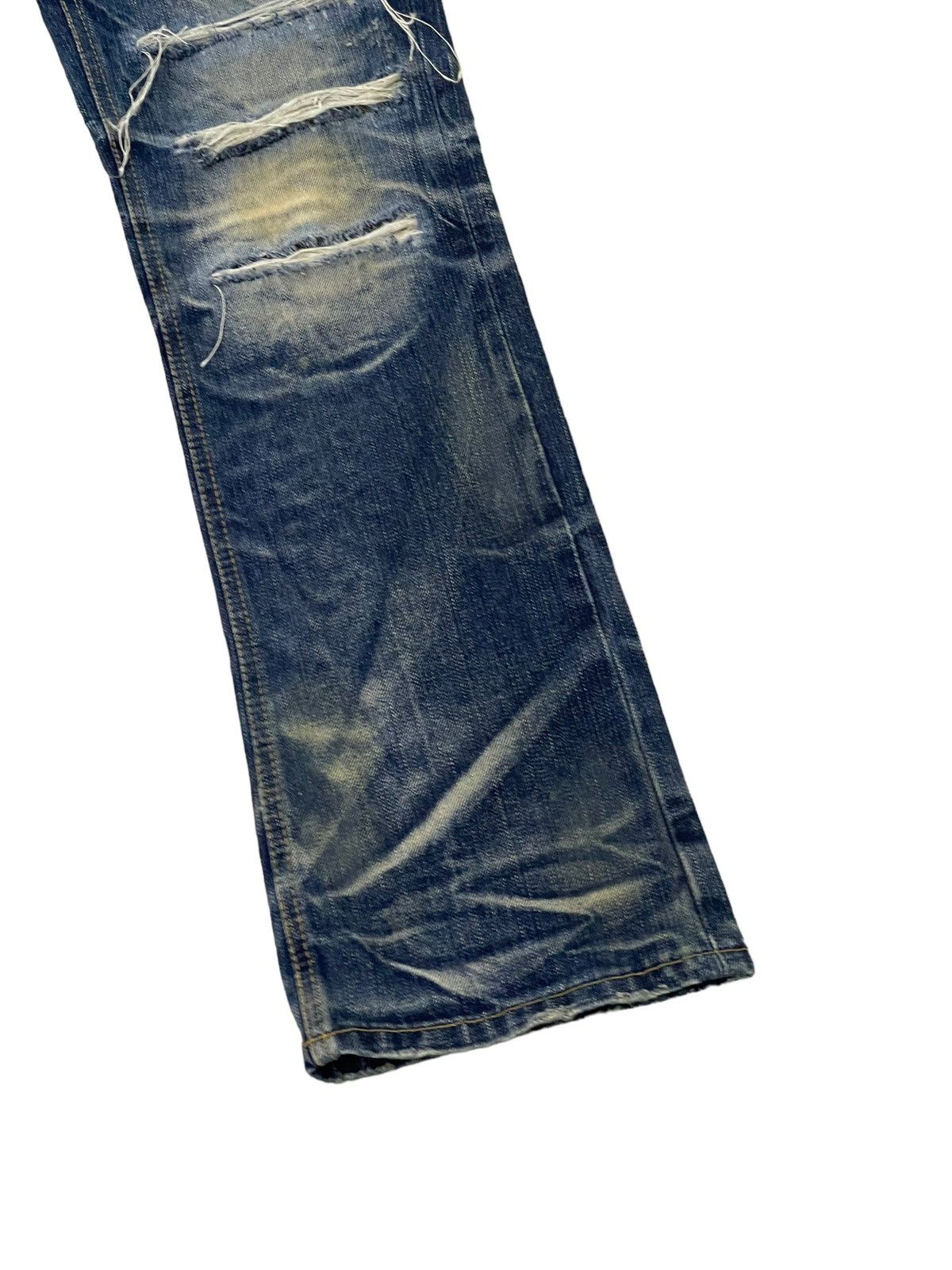Japanese Brand Slight Flare Jeans Rubber Soul Faded Distress Boot Cut 7🟦7 Size US 30 / EU 46 - 4 Thumbnail