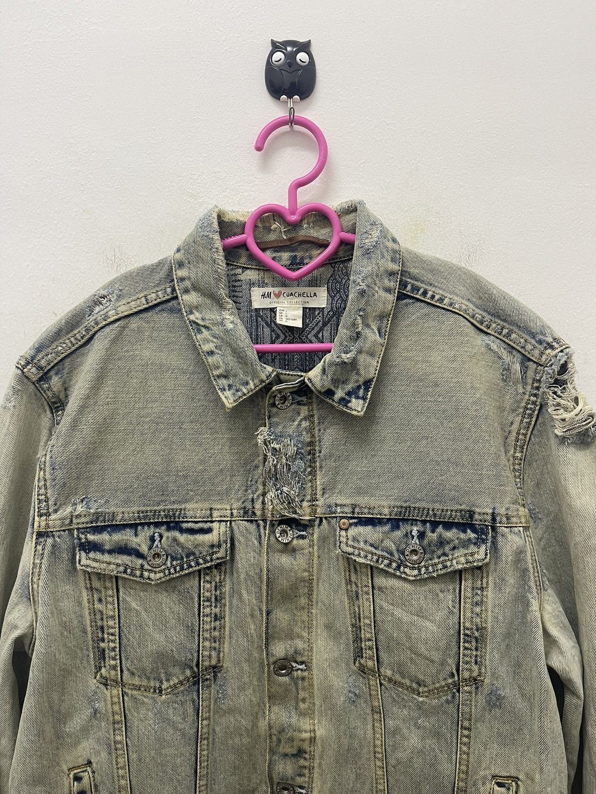 Coachella Rare COACHELLA X H&M Distressed Denim Jacket Size US L / EU 52-54 / 3 - 2 Thumbnail