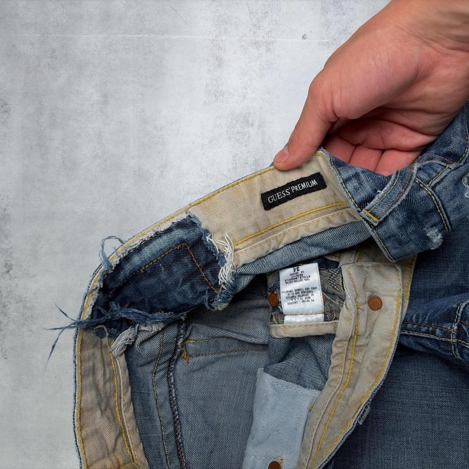 Guess Y2K Guess Patchwork Baggy Distressed Skater Denim Jeans Size US 34 / EU 50 - 5 Thumbnail