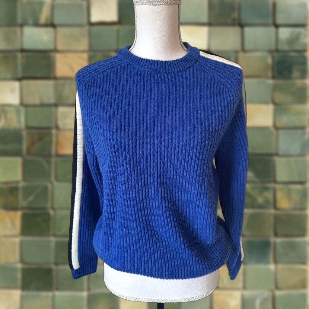 Tory Burch Tory Burch Sweater Shirt Womens XS Blue Wool Crewneck Long Sleeve 100% Wool Solid Vintage No Size XS / US 0-2 / IT 36-38 - 1 Thumbnail
