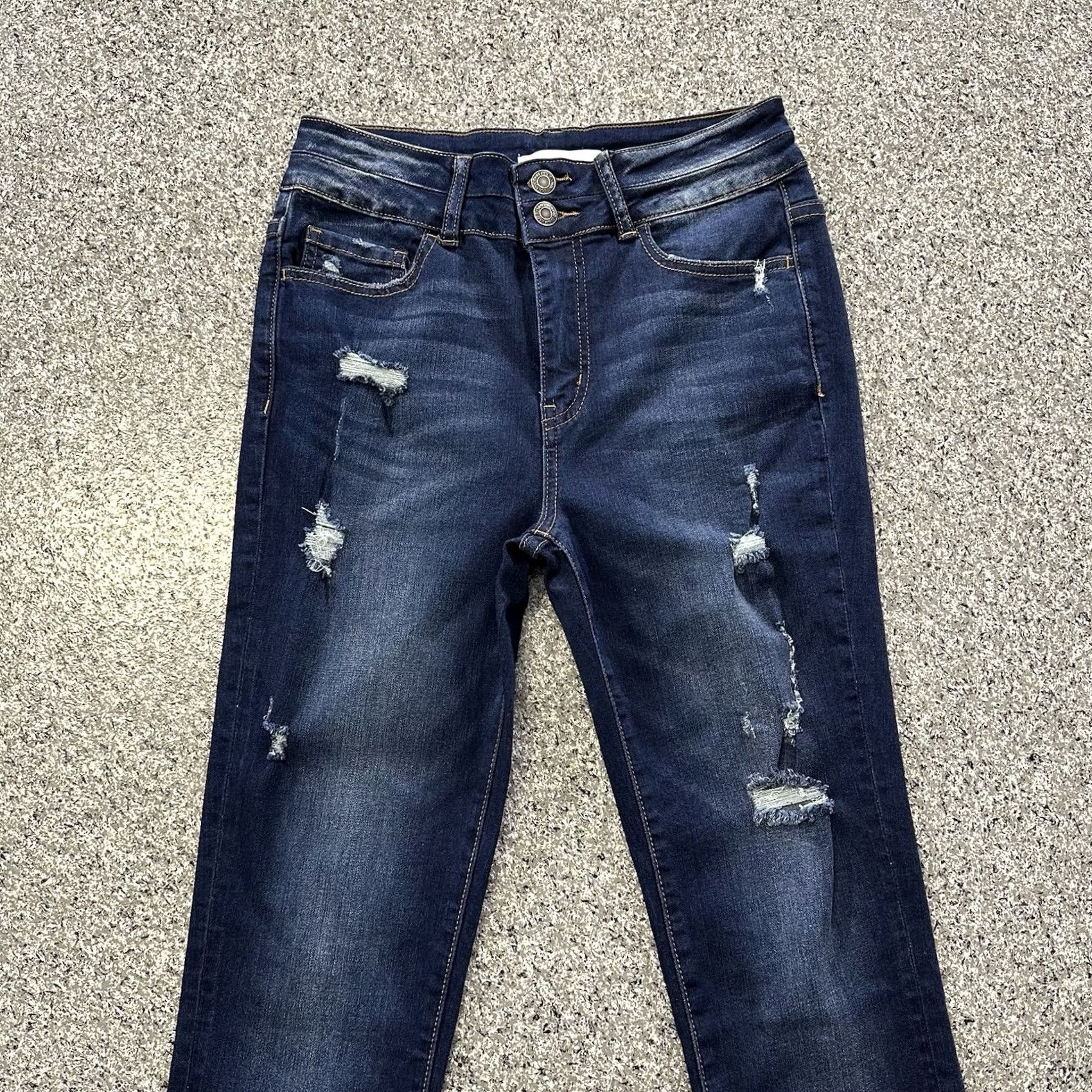 Vintage VINTAGE Vervet Jeans Womens 27 Blue 27x31 High Rise Skinny Jeggings Distressed Denim Dark Wash Size 27" / US 4 / IT 40 - 2 Thumbnail