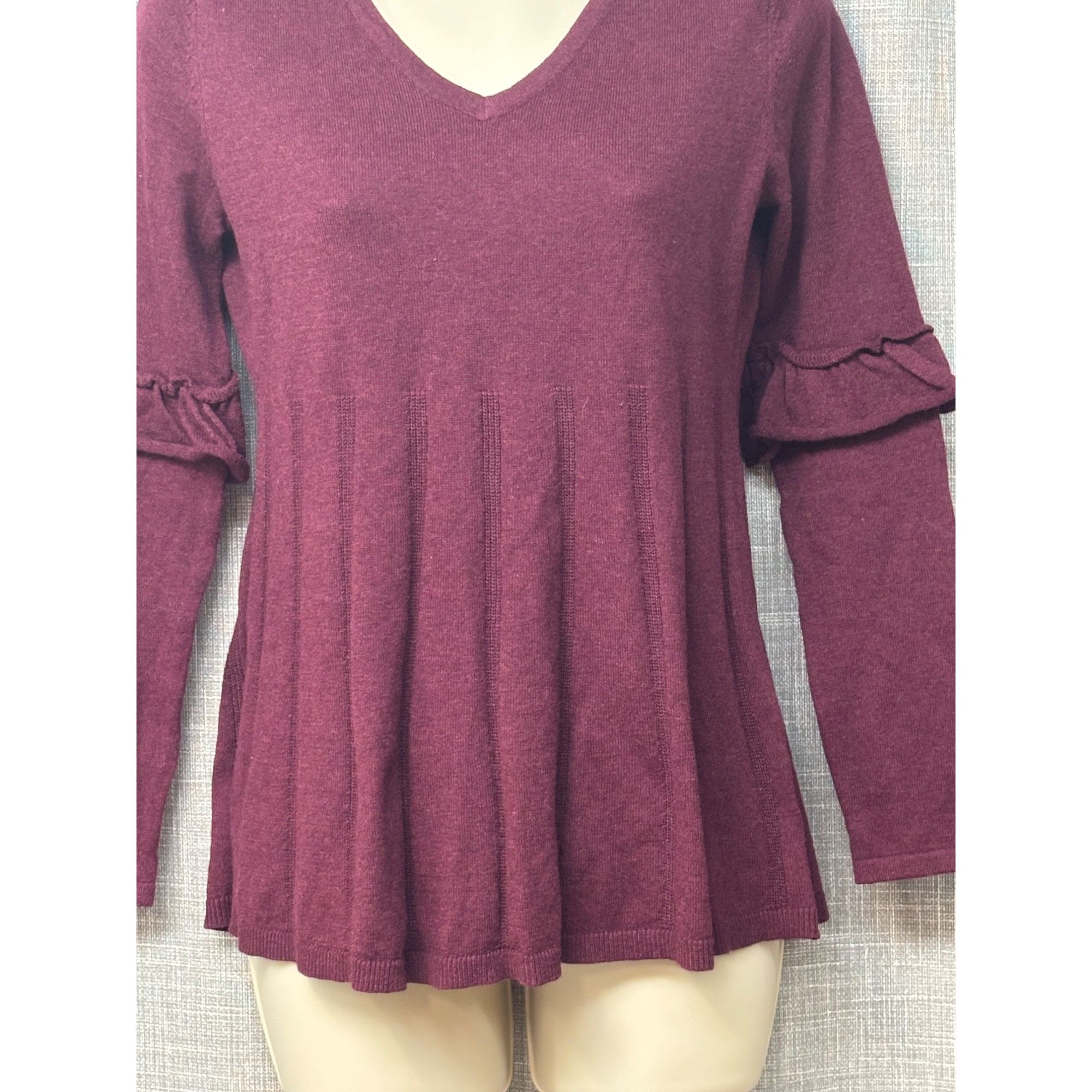 Other Style & Co Petite Pleated Ruffle-Sleeve Sweater, Medium Pur Size ONE SIZE - 11 Thumbnail