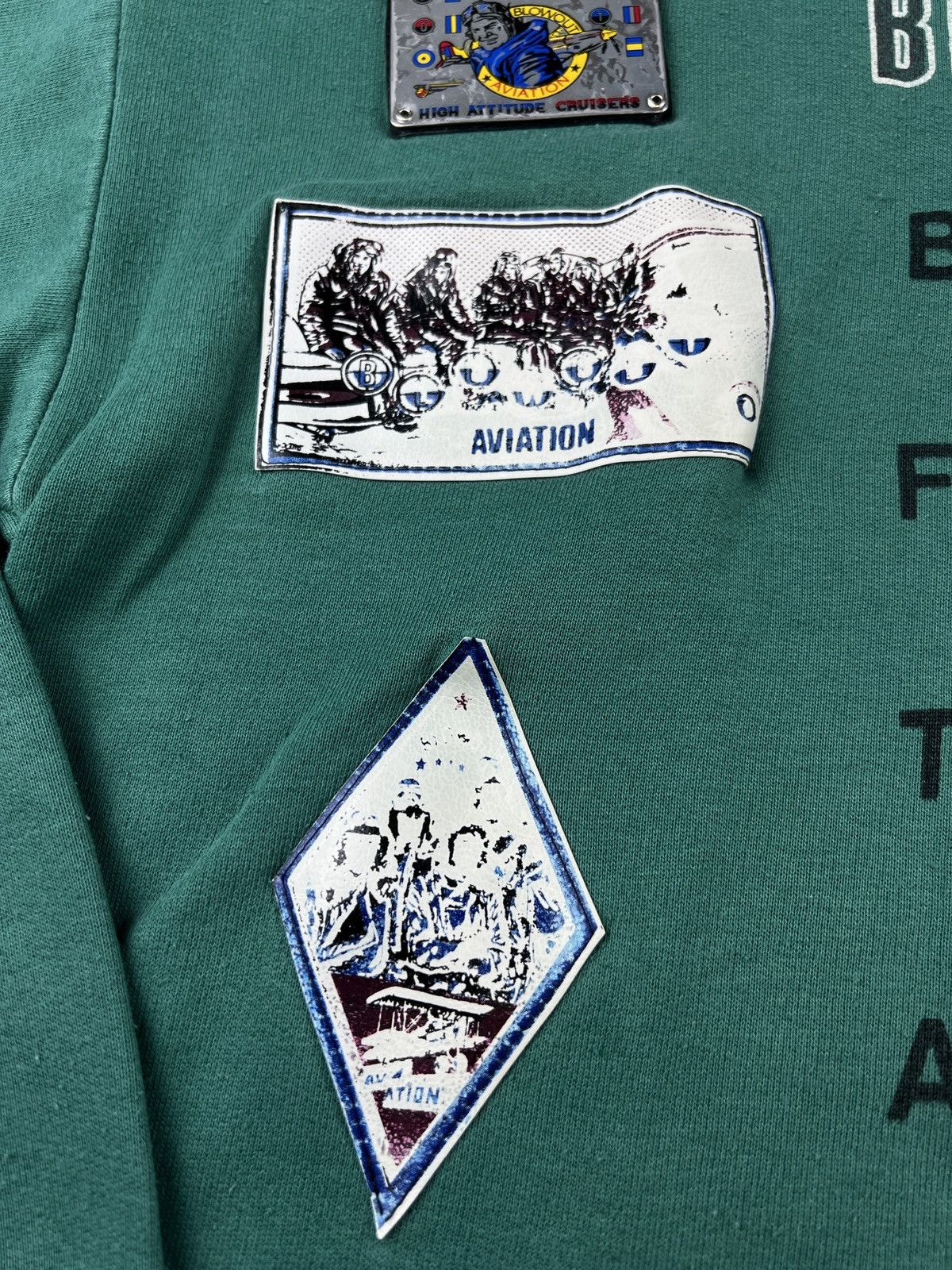 💥RARE 80s Vintage Washed Blowout Aviation sweatshirt Y2K