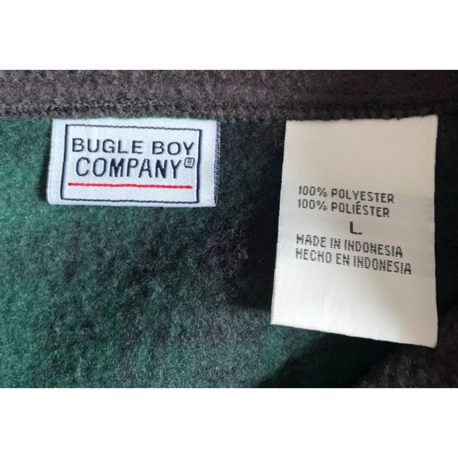 Bugle Boy VINTAGE Bugle Boy 1/4 Zip Fleece Jacket Plaid Green Adult Large Oversized Unlined 90s Grunge Casual Mens Size US L / EU 52-54 / 3 - 3 Thumbnail