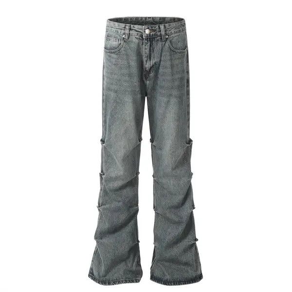Jean Punk distressed washed flared jeans for men Size US 32 / EU 48 - 6 Thumbnail