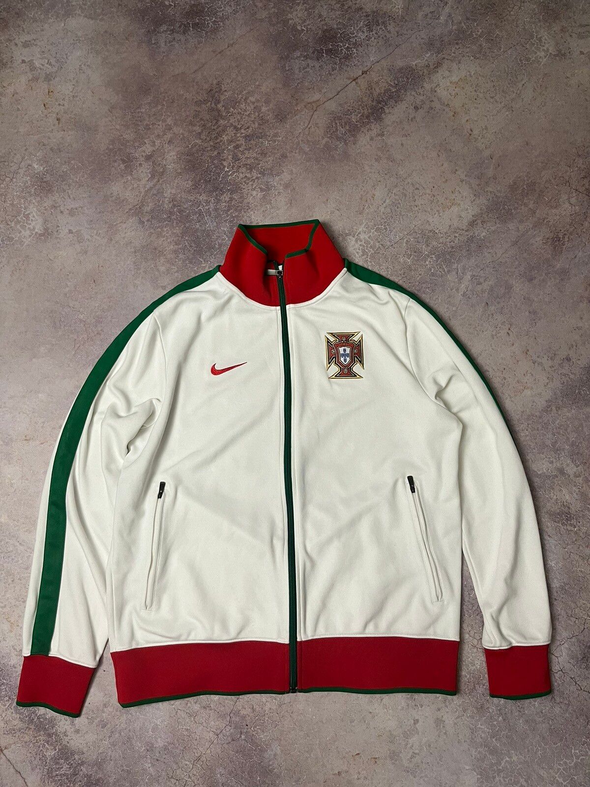 Pre-owned Nike X Soccer Jersey Vintage Nike Portugal Zip Hoodie Jersey Track Suit In White