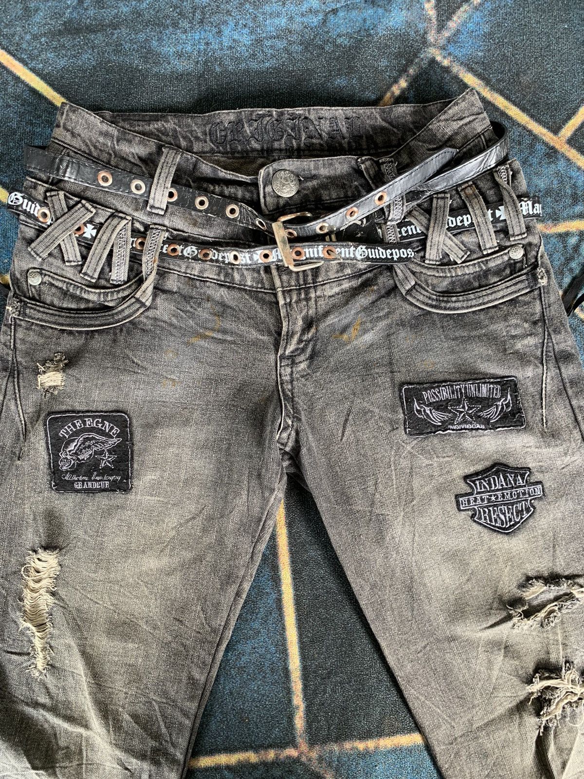 If Six Was Nine 💥 OriginalStyle Distressed Double Waist Denim Size US 32 / EU 48 - 2 Thumbnail