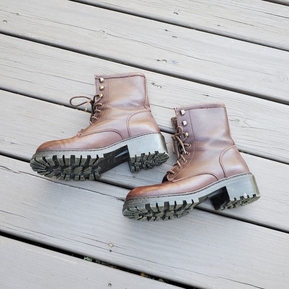 American Eagle Outfitters × Vintage Vintage 90s y2k Bratz Brown Leather Lace-up Chunky Lug Platf Size US 8 / IT 38 - 3 Thumbnail