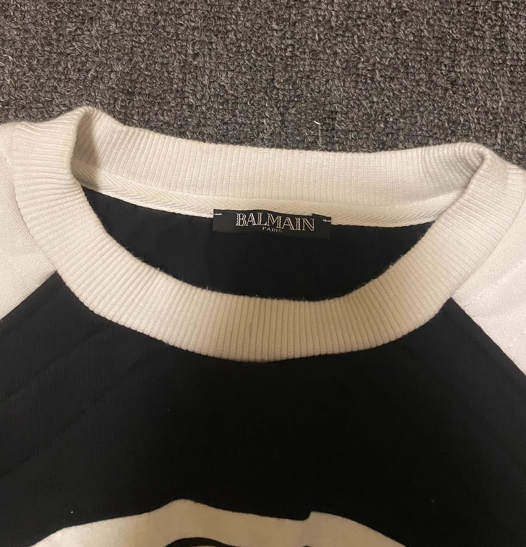 Balmain Balmain Men's Black & White Patchwork Sweatshirt, Q4 Size US S / EU 44-46 / 1 - 11 Thumbnail