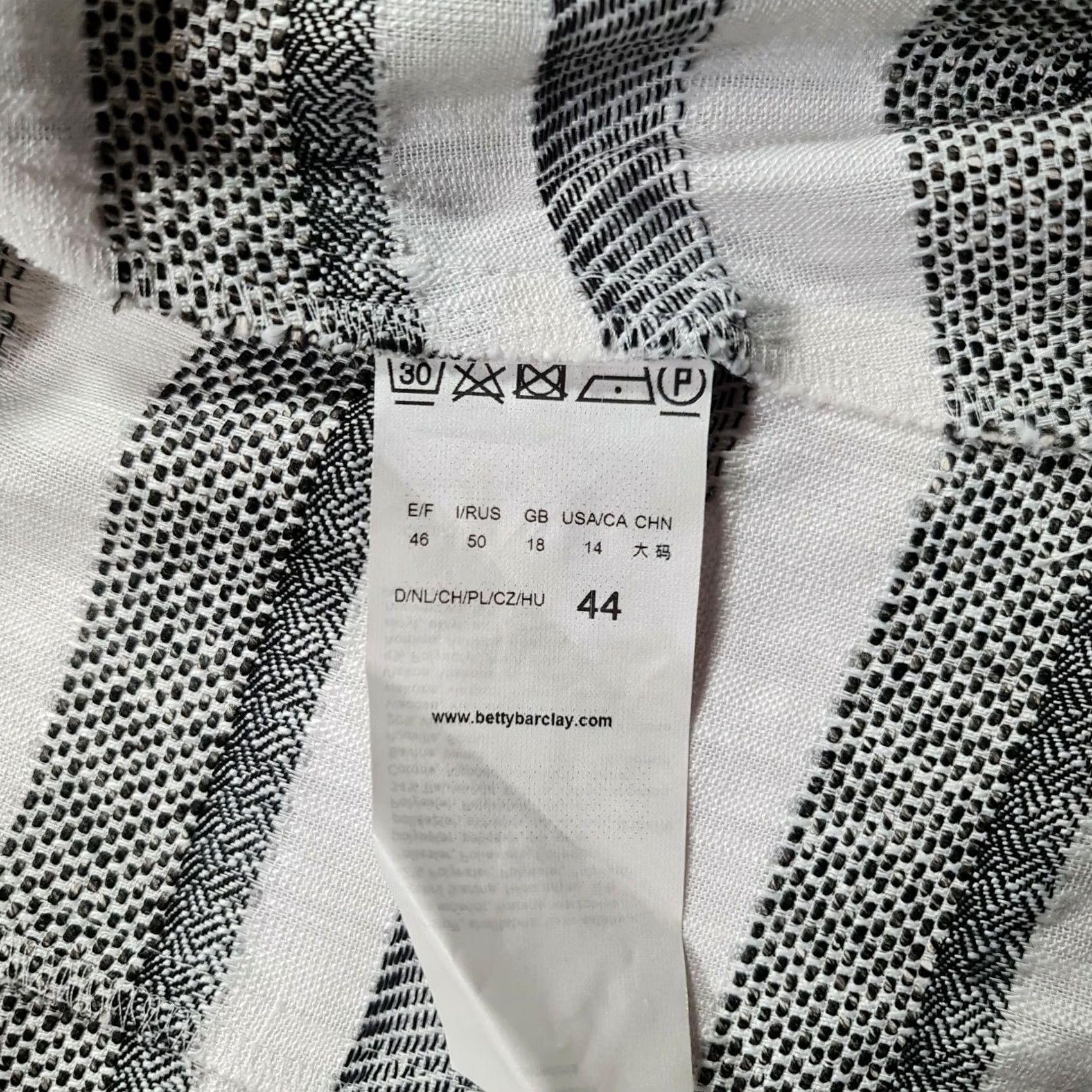 Vintage Betty Barclay Cardigan Womens 10 UK Striped Open Front White Grey Knit Size L / US 10 / IT 46 - 6 Thumbnail