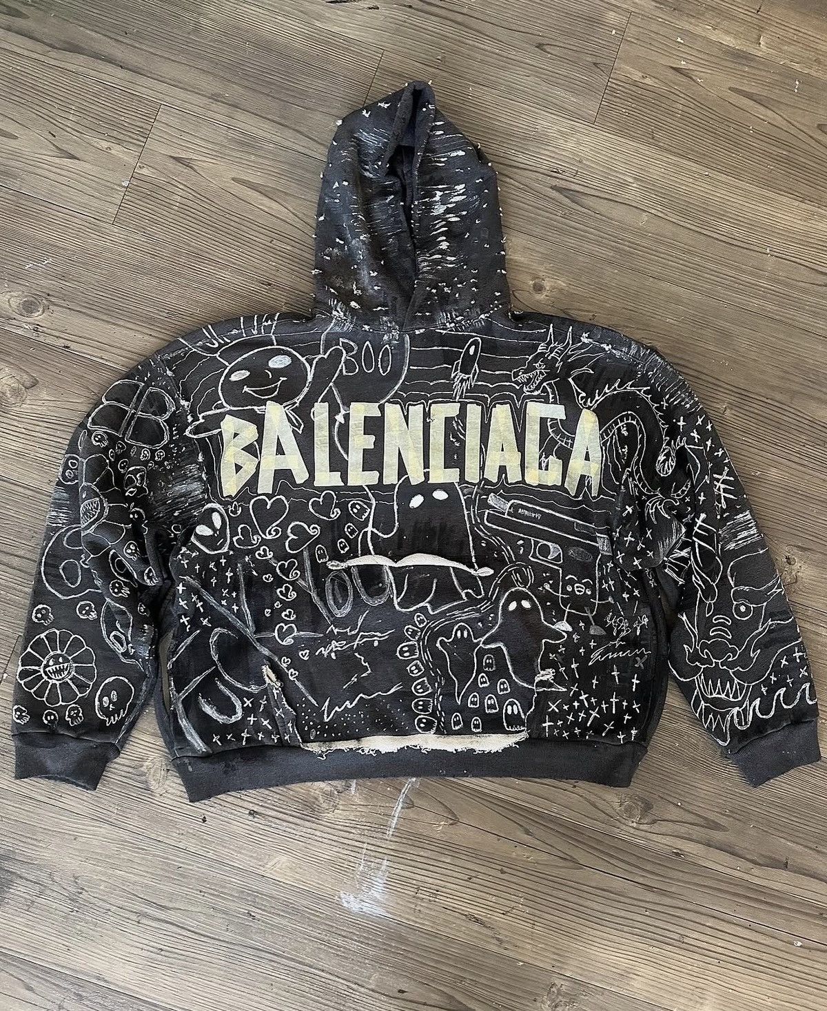 Balenciaga Balenciaga X HOWCOLE ends.rp CUSTOM TAPE HOODIE 1of1 Size US S / EU 44-46 / 1 - 1 Thumbnail
