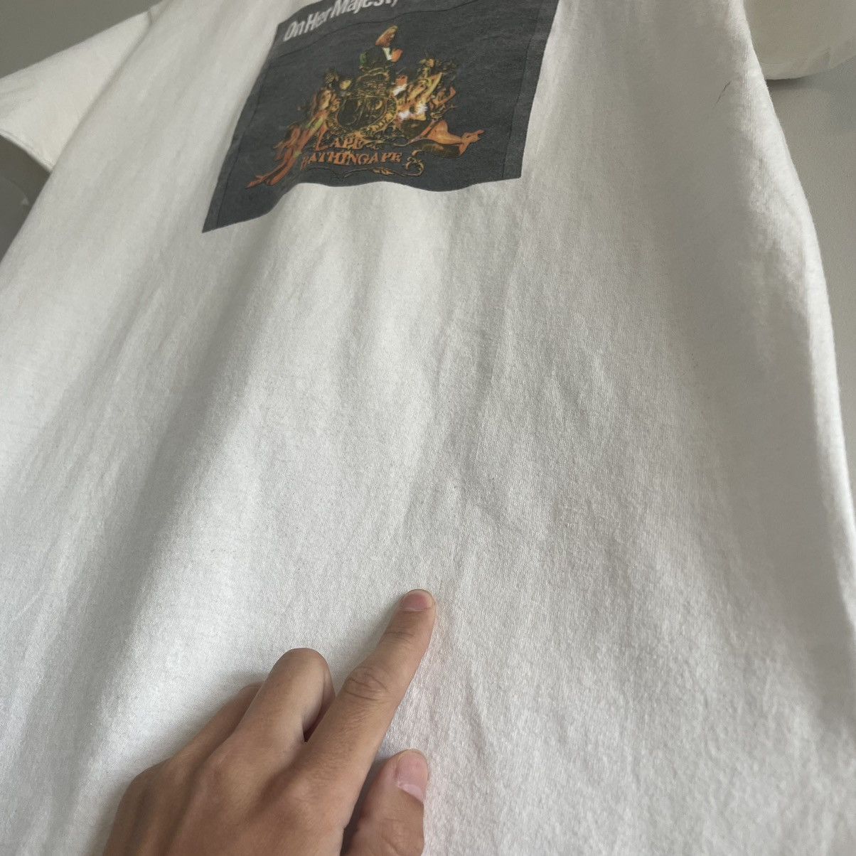 Bape × Nigo × Vintage OG Bape Oneita Tag On Her Majesty’s Ape Service Tee Size US M / EU 48-50 / 2 - 6 Thumbnail