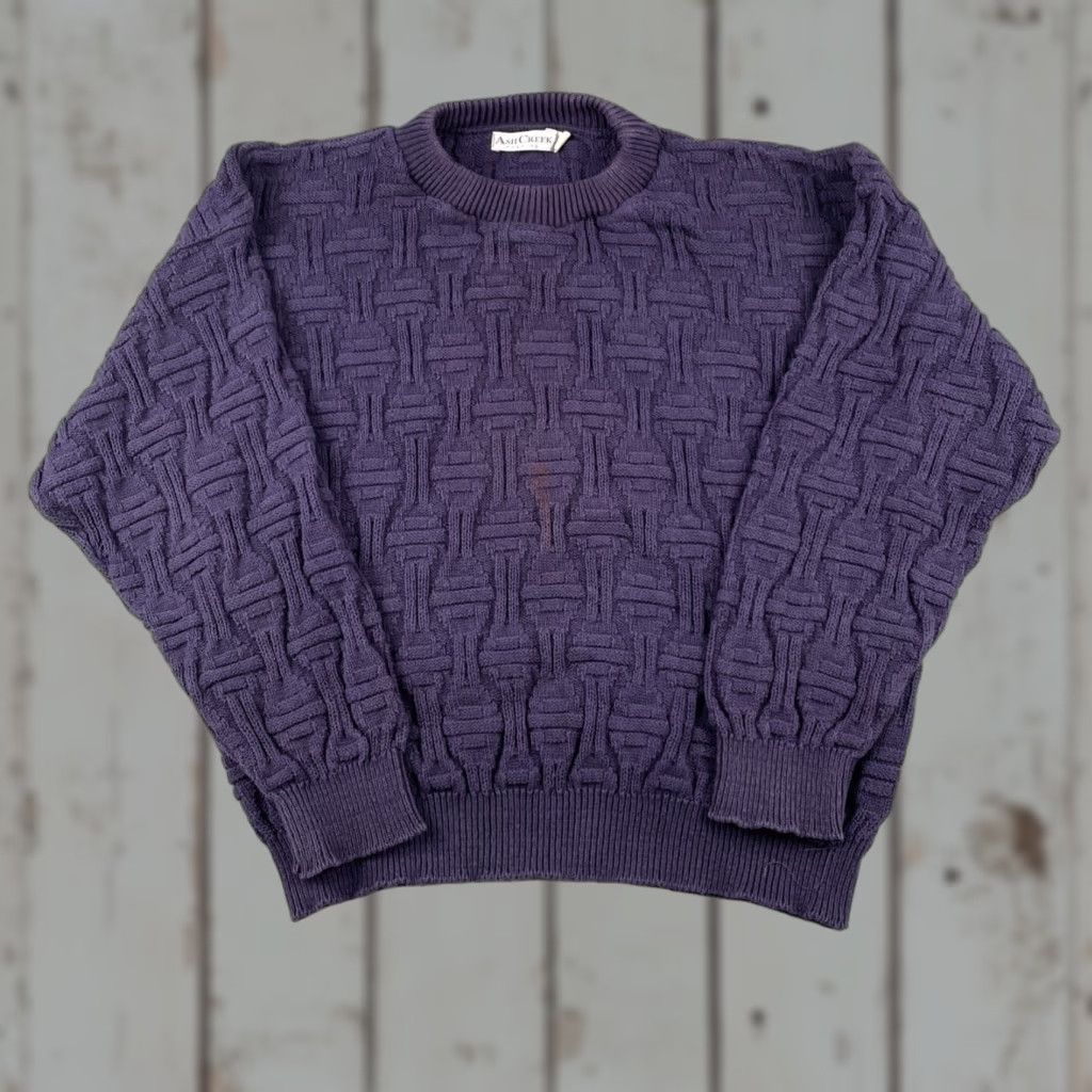 ASH VINTAGE Ash Creek Trading Knit Sweater XL Knit Cotton Purple Mens 90s USA Size US XL / EU 56 / 4 - 1 Thumbnail
