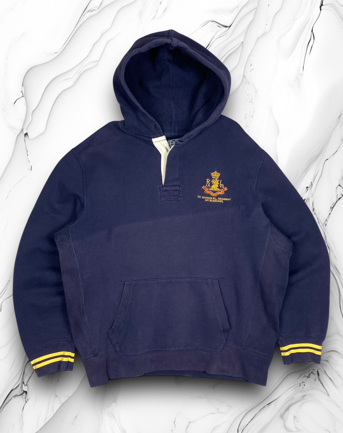 Polo Ralph Lauren Vintage 90s Polo Ralph Lauren Faded Blue Rugby Hoodie Size US L / EU 52-54 / 3 - 1 Thumbnail