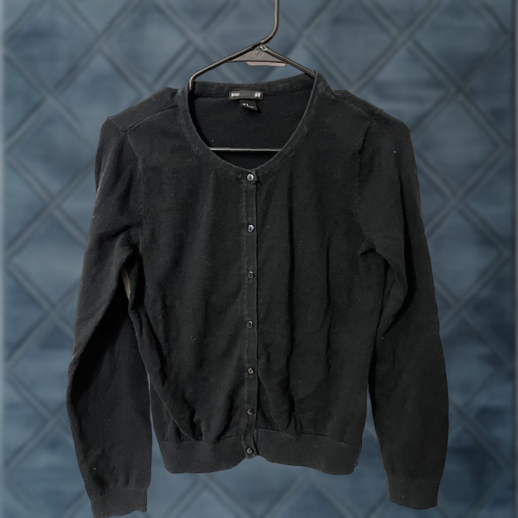 H&M VINTAGE H&M Women's Cardigan Sweater Black Long Sleeve Cotton Modal Small Size S / US 4 / IT 40 - 1 Thumbnail