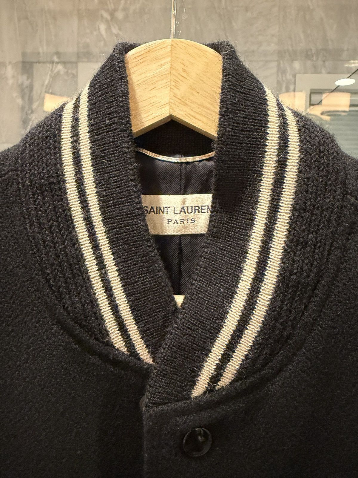 Saint Laurent Paris Saint Laurent Teddy Jacket Black Ivory Size 44 Authenticated Size US S / EU 44-46 / 1 - 11 Thumbnail