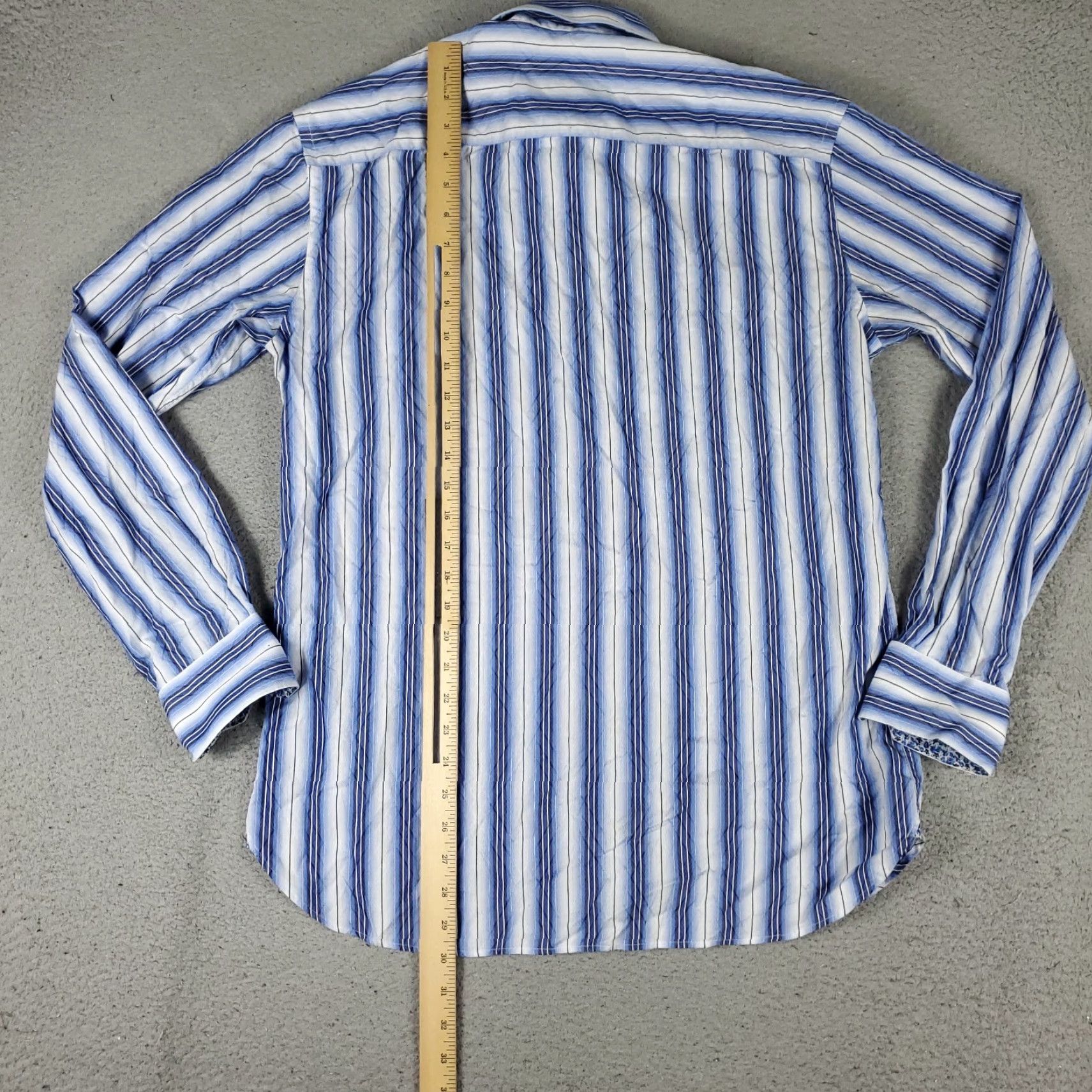 BUGATCHI Bugatchi Uomo Button-Up Shirt Mens Medium Blue Striped Long Sleeve Size US M / EU 48-50 / 2 - 5 Thumbnail