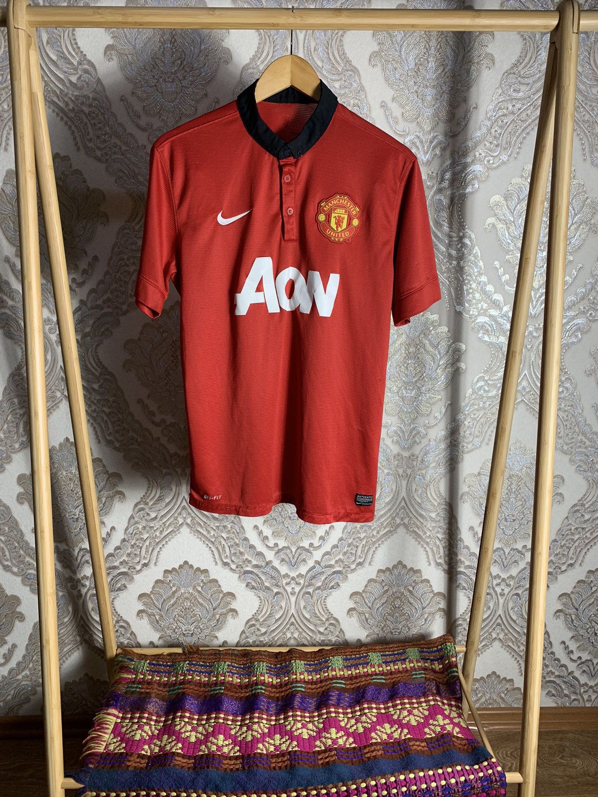 Pre-owned Manchester United X Nike Vintage Nike Manchester United Soccer Jersey Y2k Drill In Red